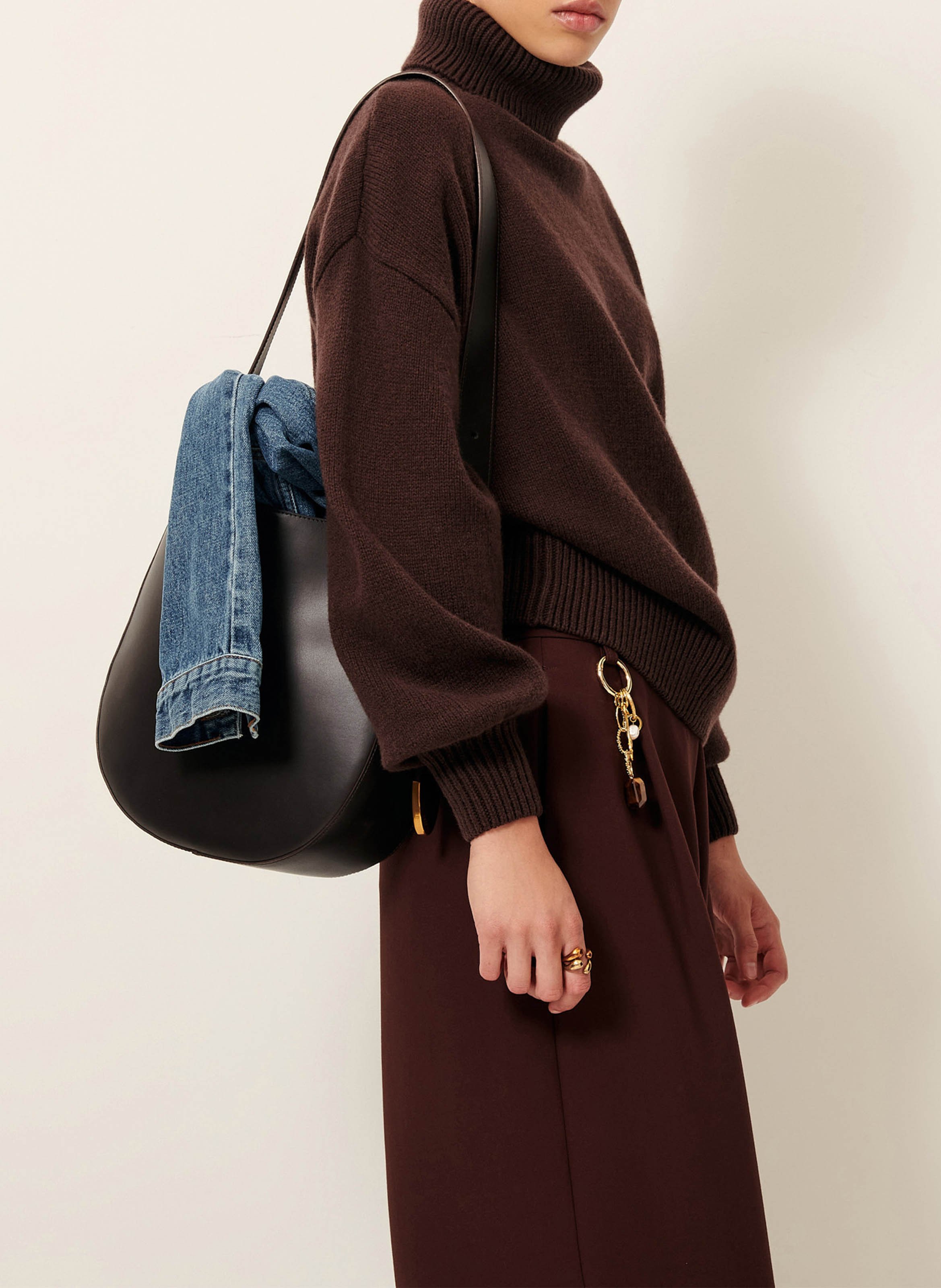 Pull oversize col roulé en laine et cachemire niko SESSUN Marron