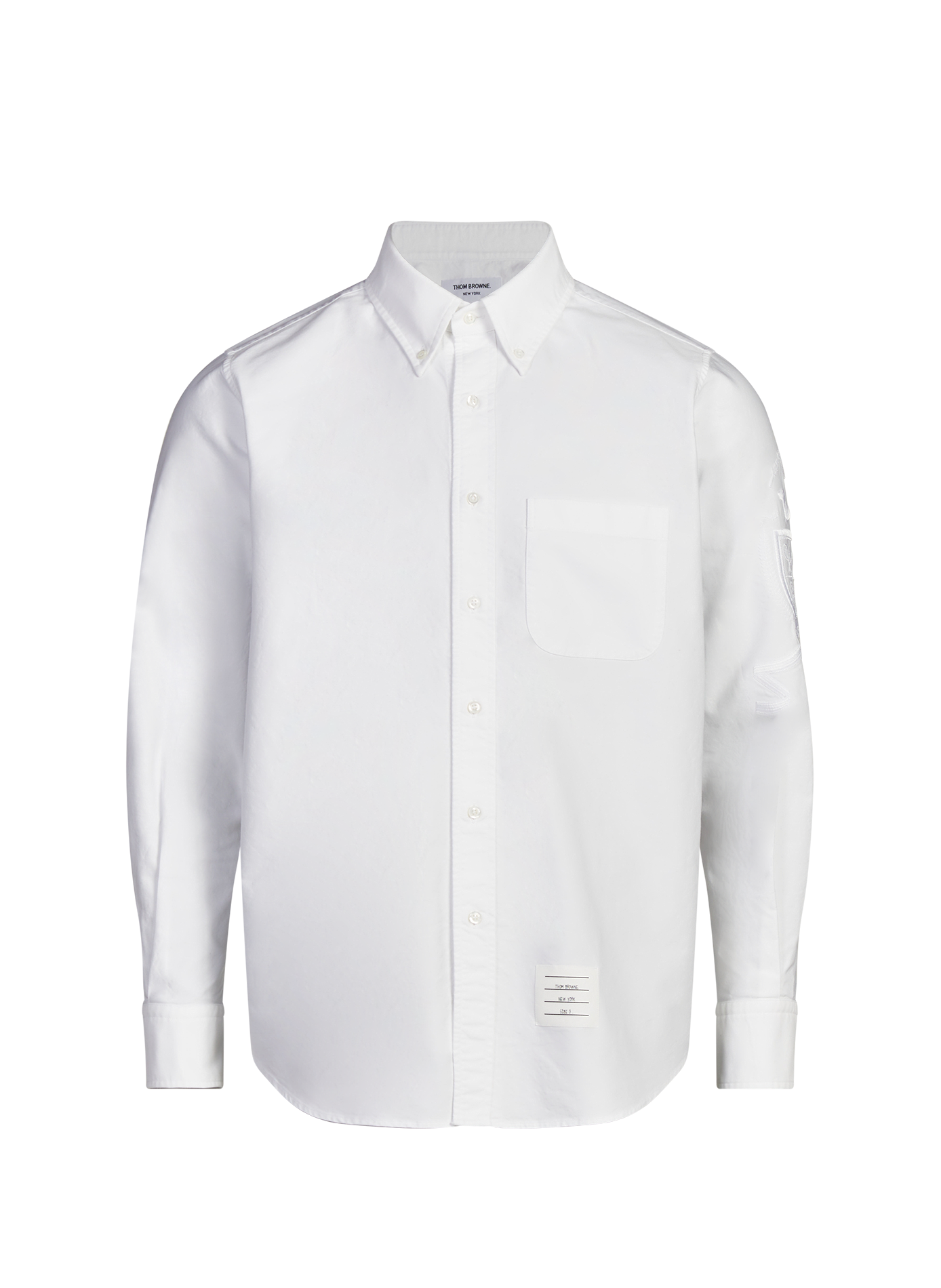 Chemise droite unie en coton THOM BROWNE Blanc