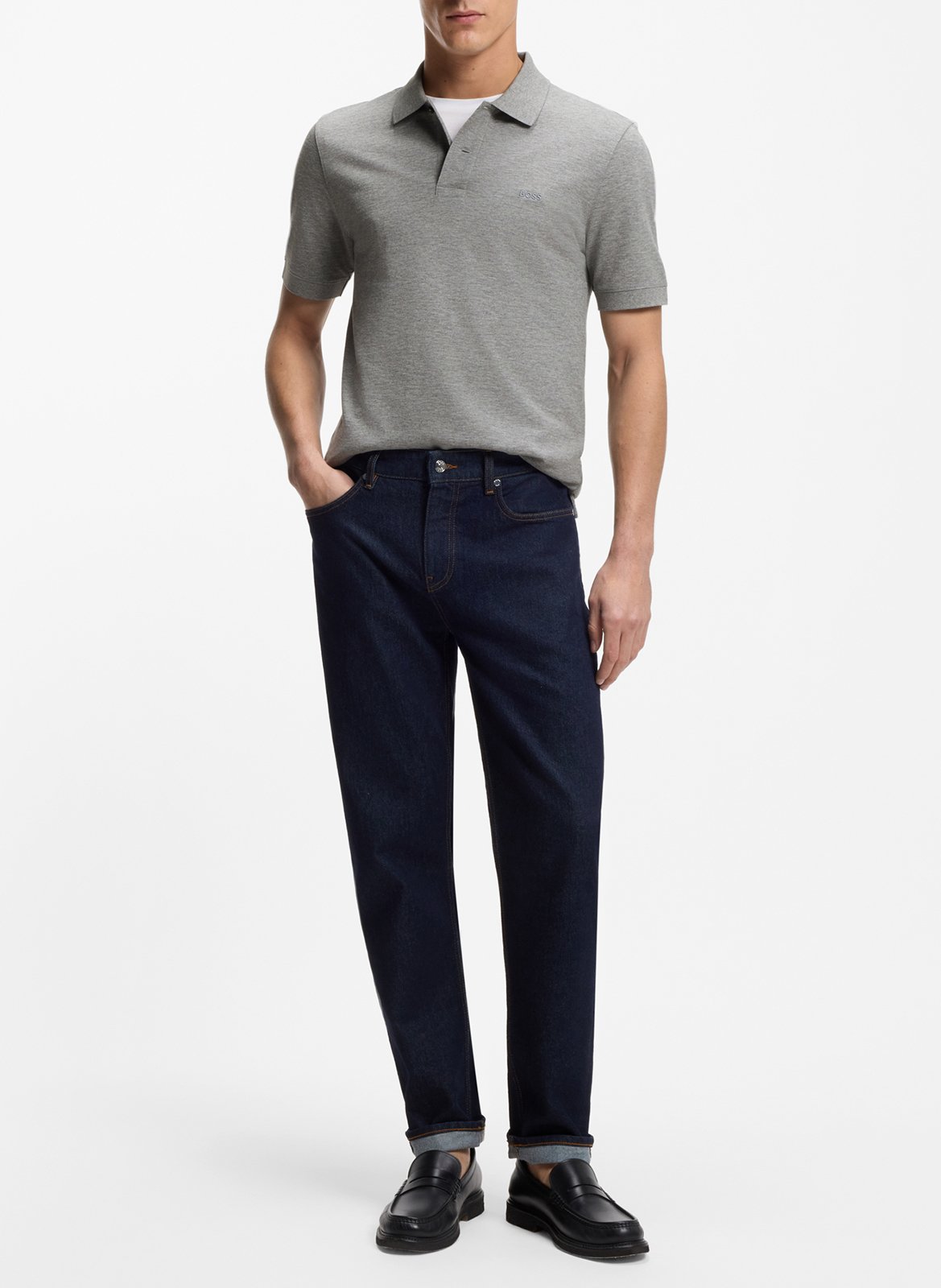 Polo manches courtes droit uni BOSS Argent