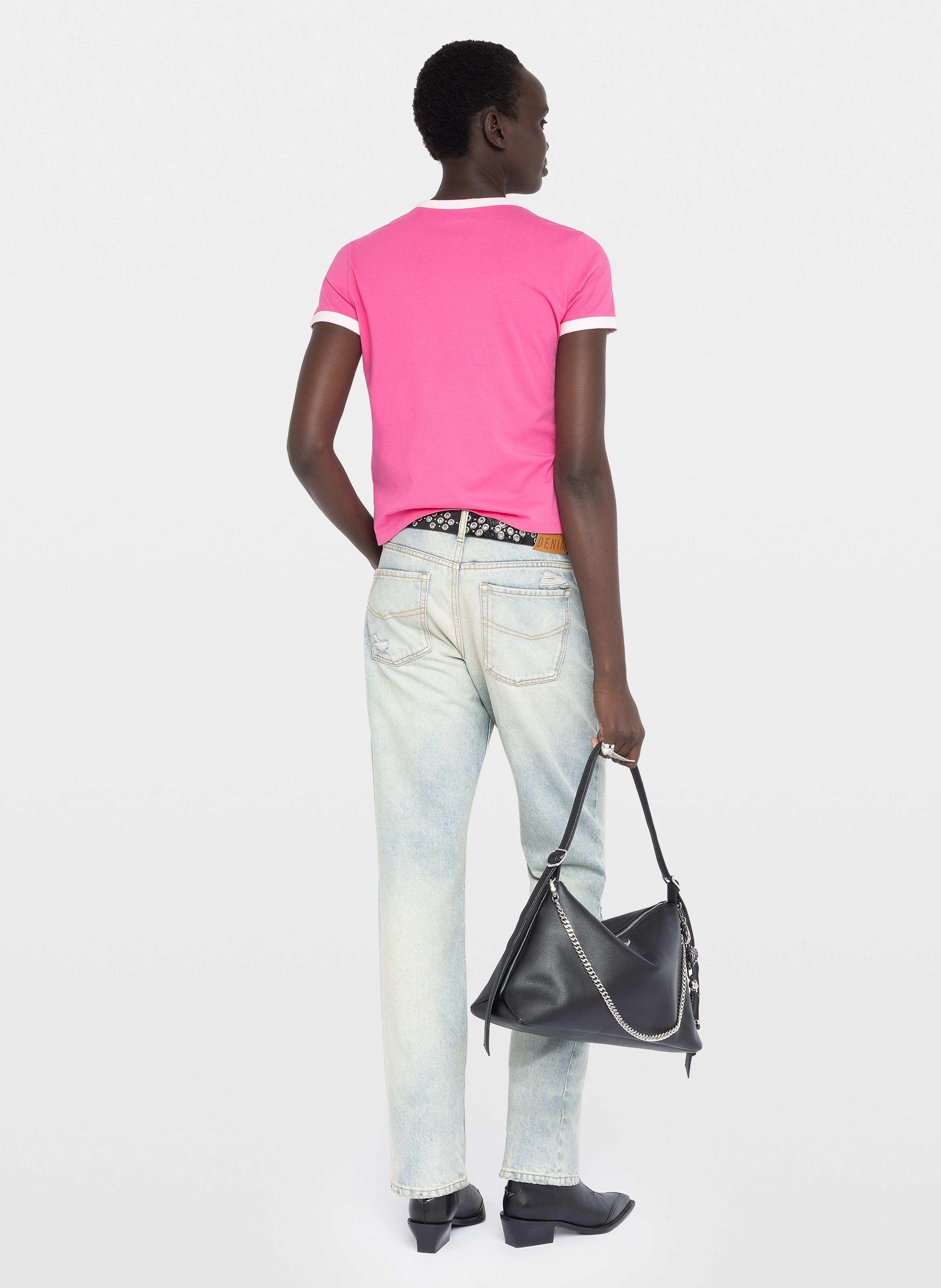 Tee-shirt col rond manches courtes imprimé Woos ZADIG&VOLTAIRE Rose