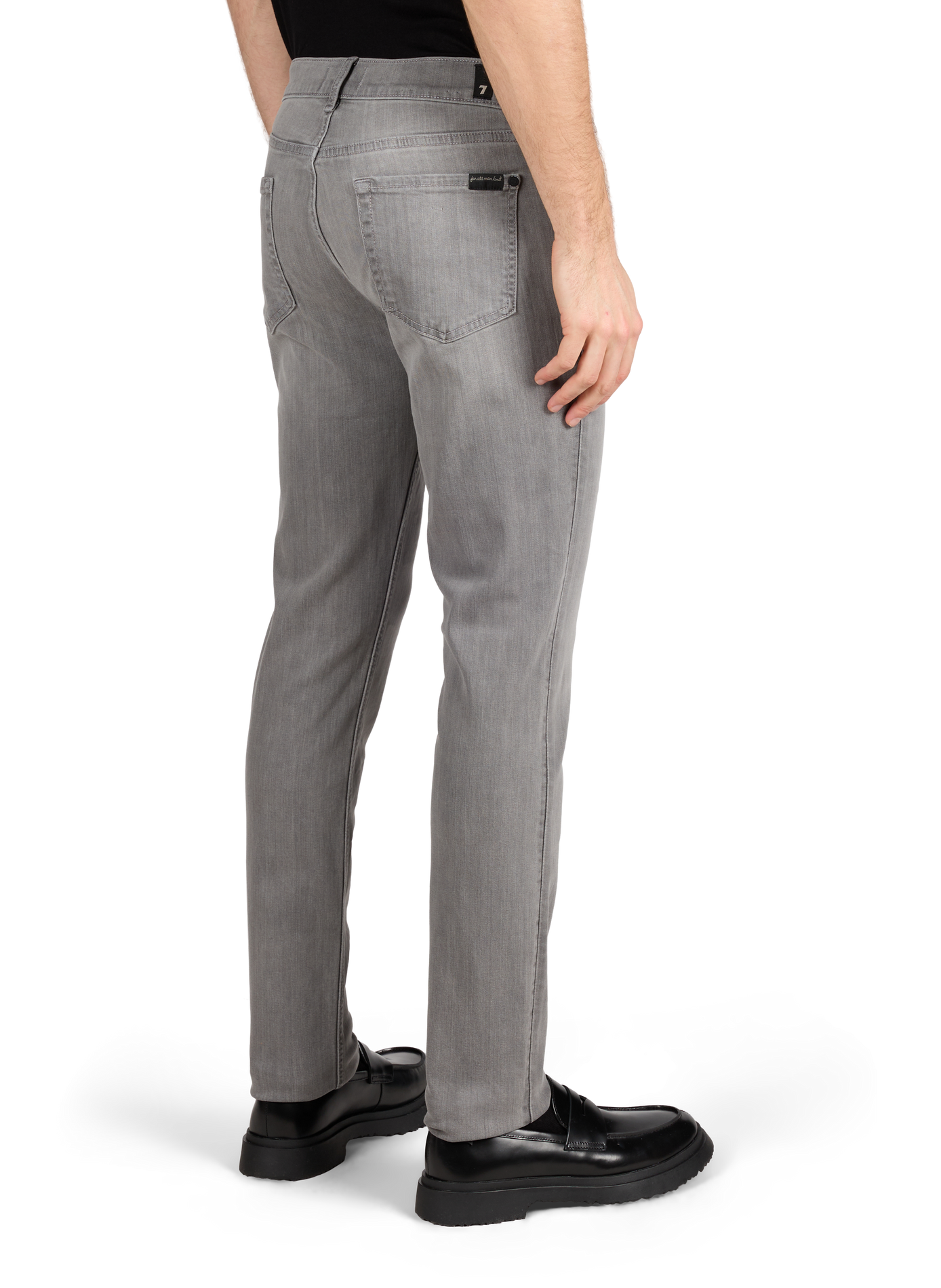 Slimmy Tappered Cotton Blend Jeans 7 FOR ALL MANKIND Grey
