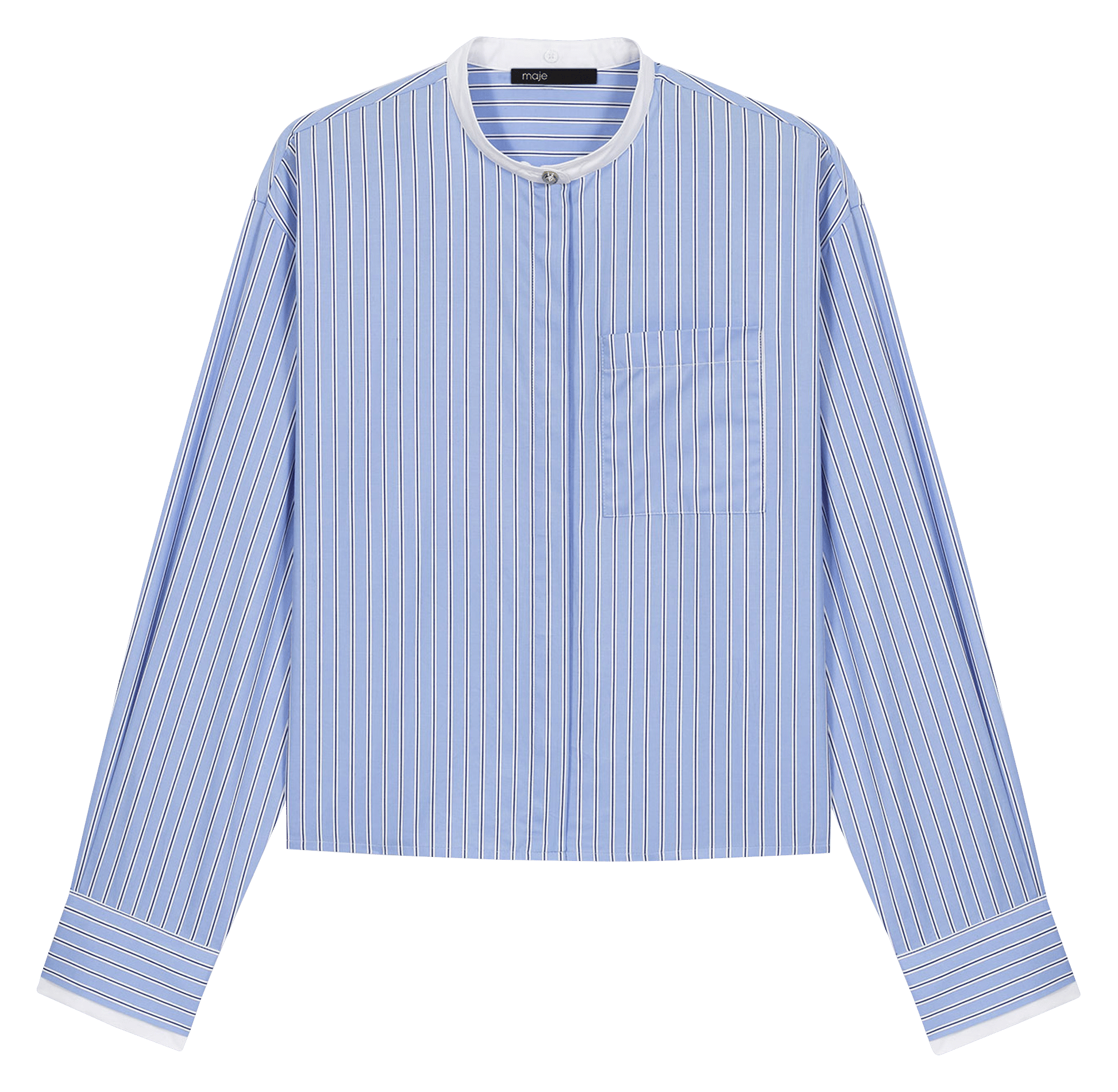 Chemise droite col classique en coton MAJE Bleu