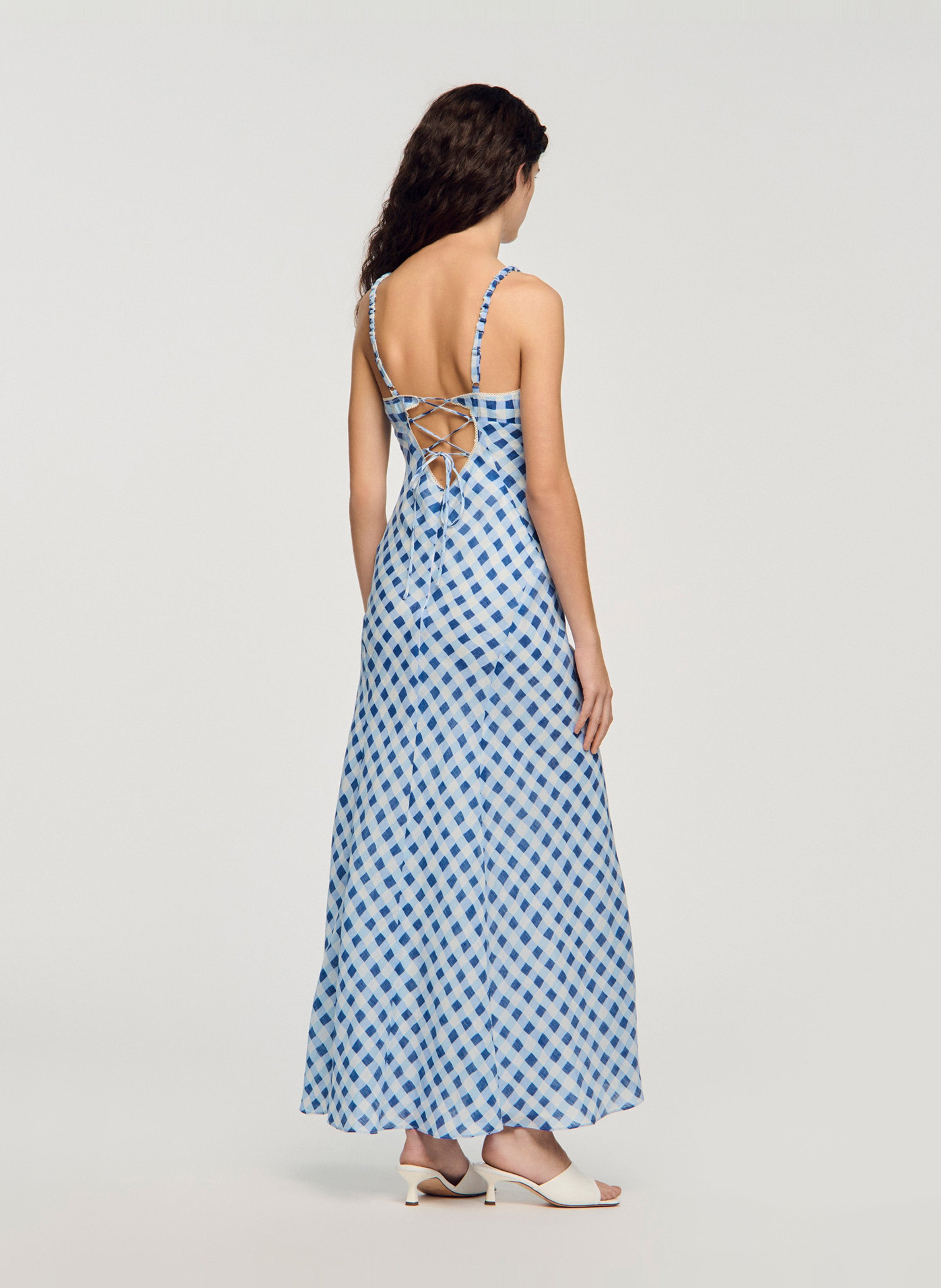 Robe longue évasée à imprimé SANDRO Bleu
