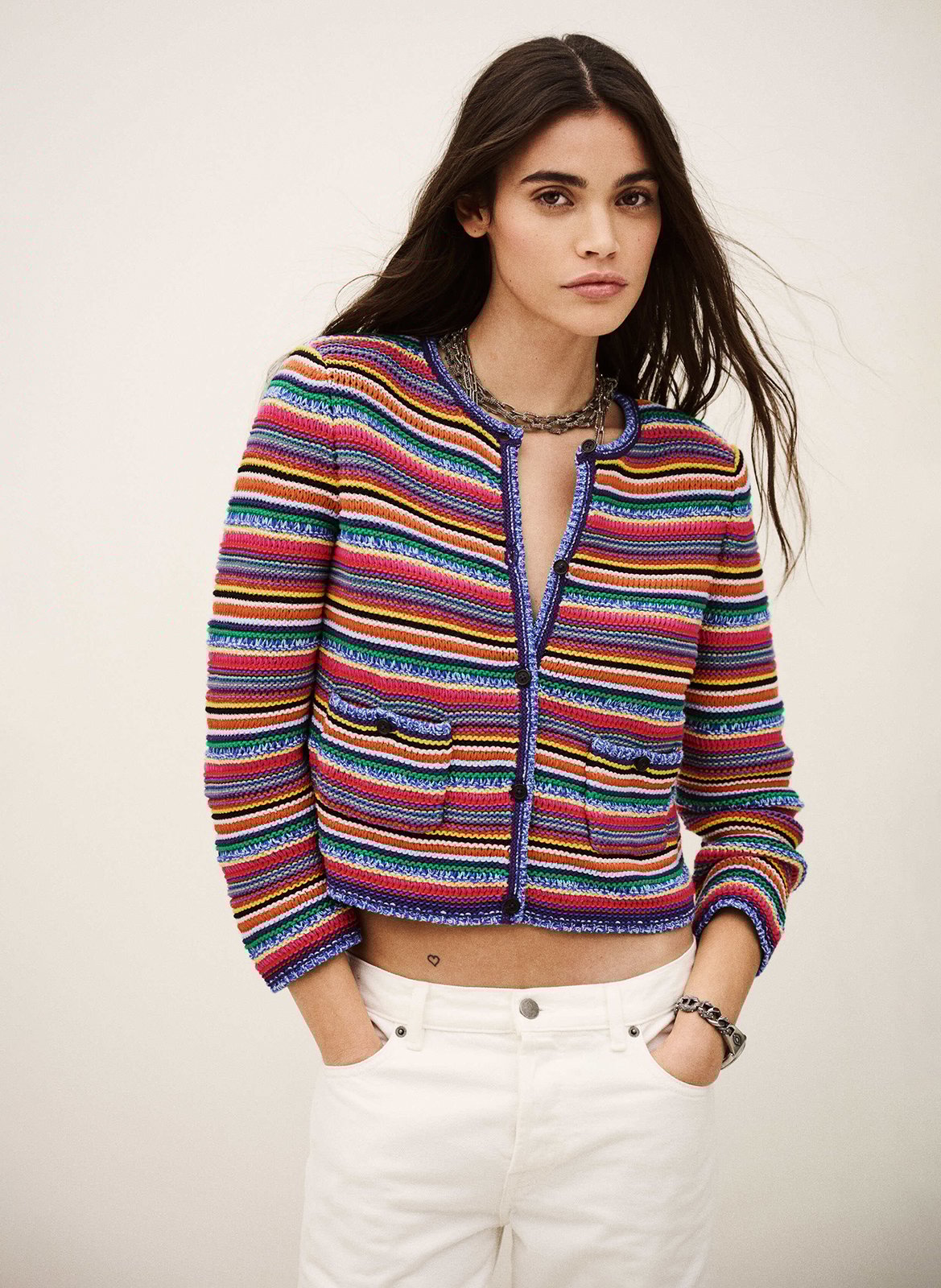 Cardigan col rond en coton fanny BA&SH Multicolore