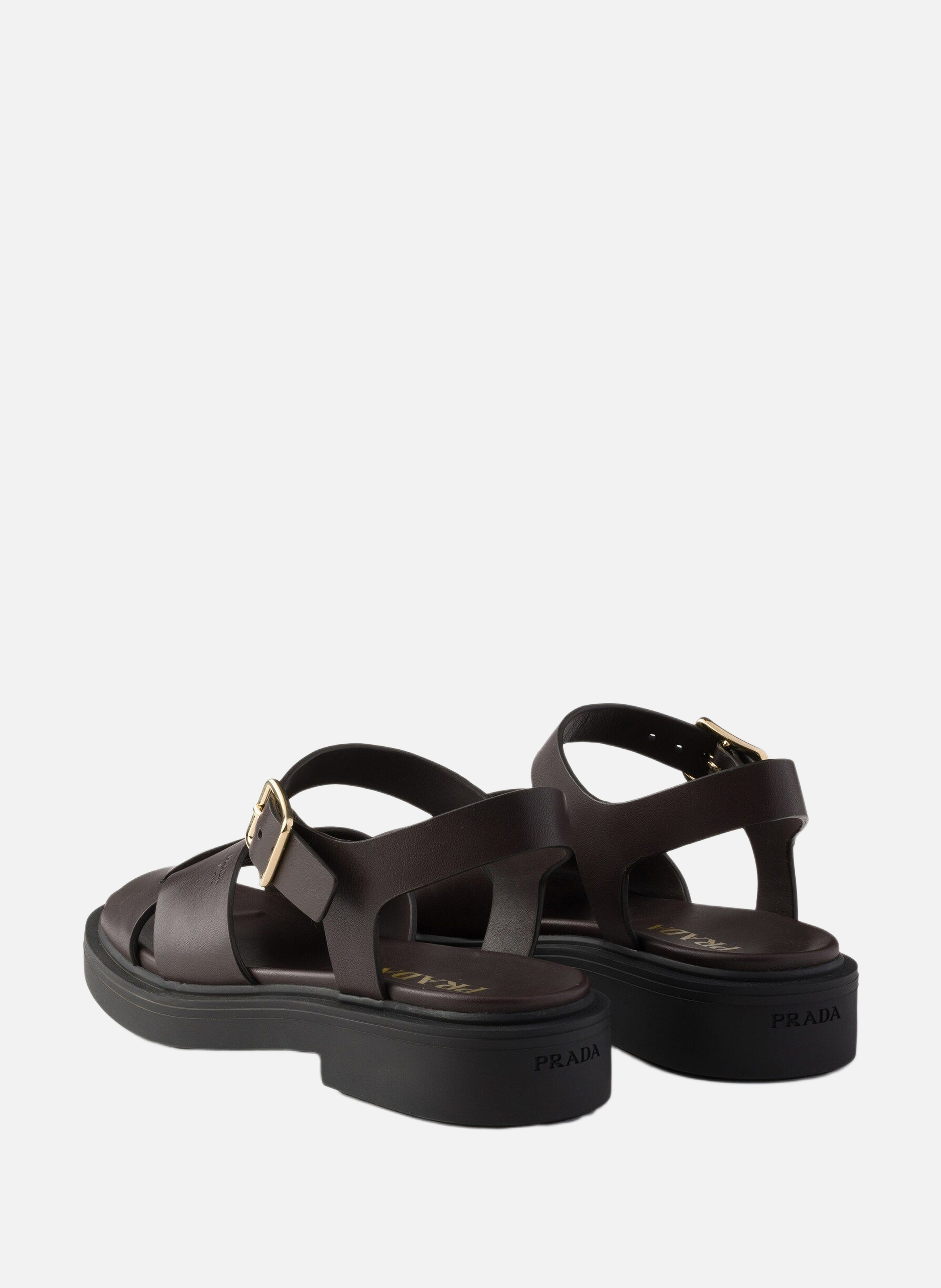 Sandales en cuir PRADA Marron