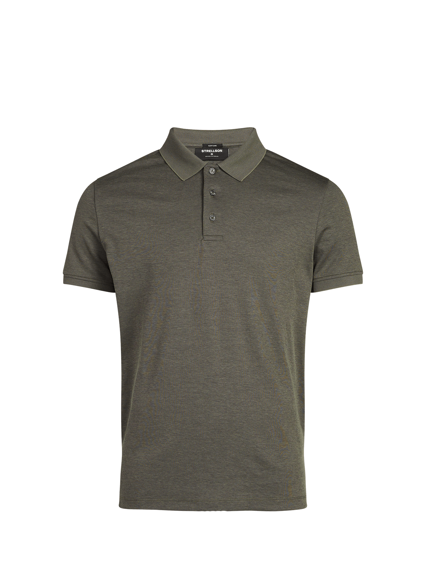 Solid short-sleeve polo in blended cotton STRELLSON Khaki