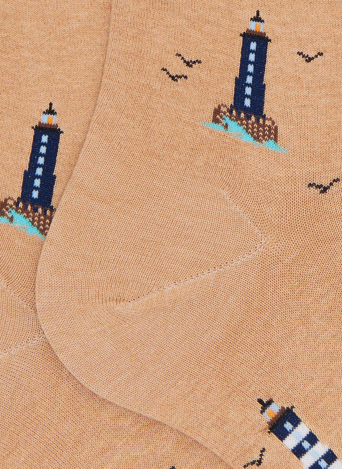 Chaussettes avec motif de phare dans la mer en coton mélangé DORÉ DORÉ Beige