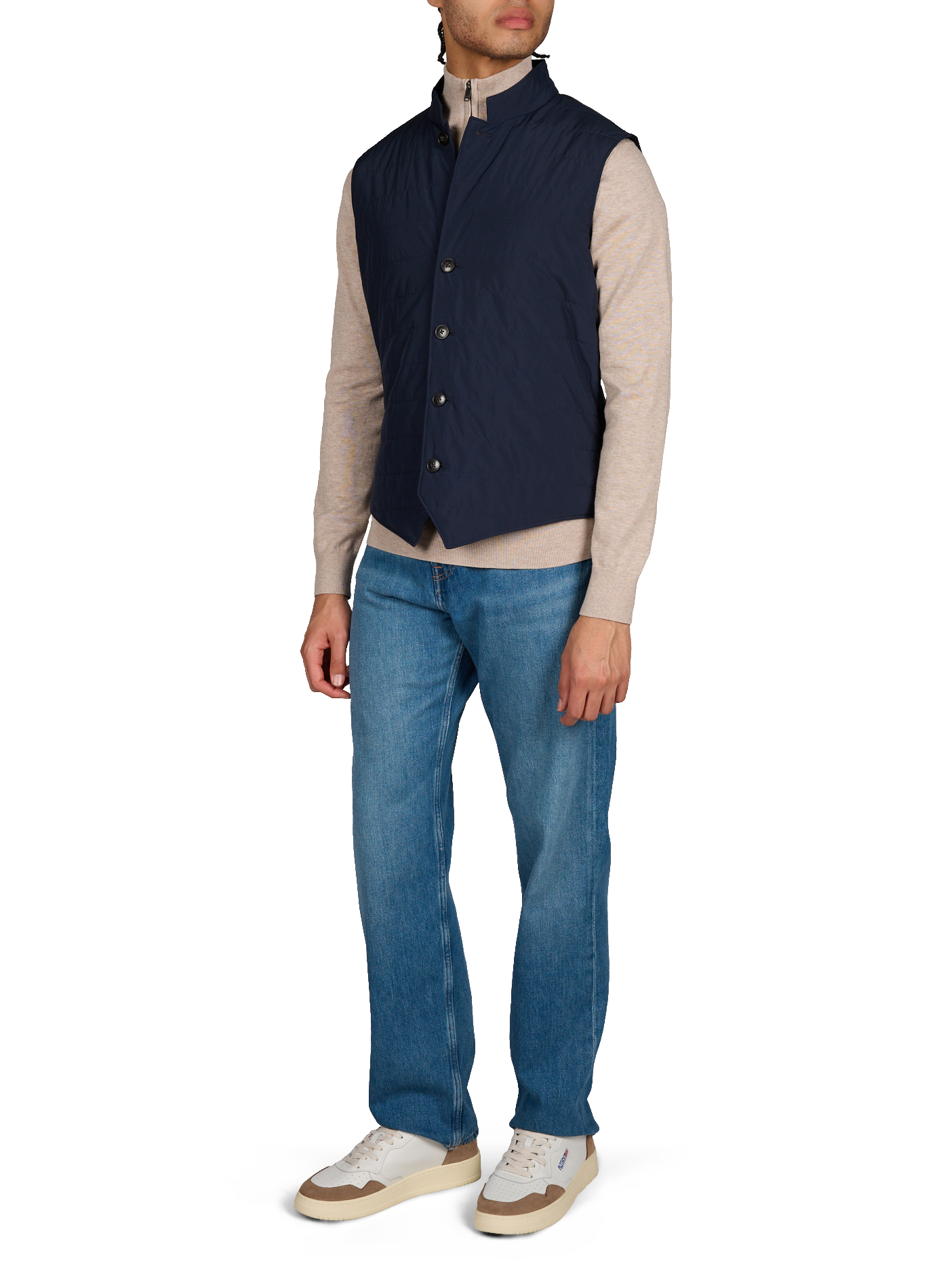 Sleeveless straight jacket with high collar HACKETT Blue