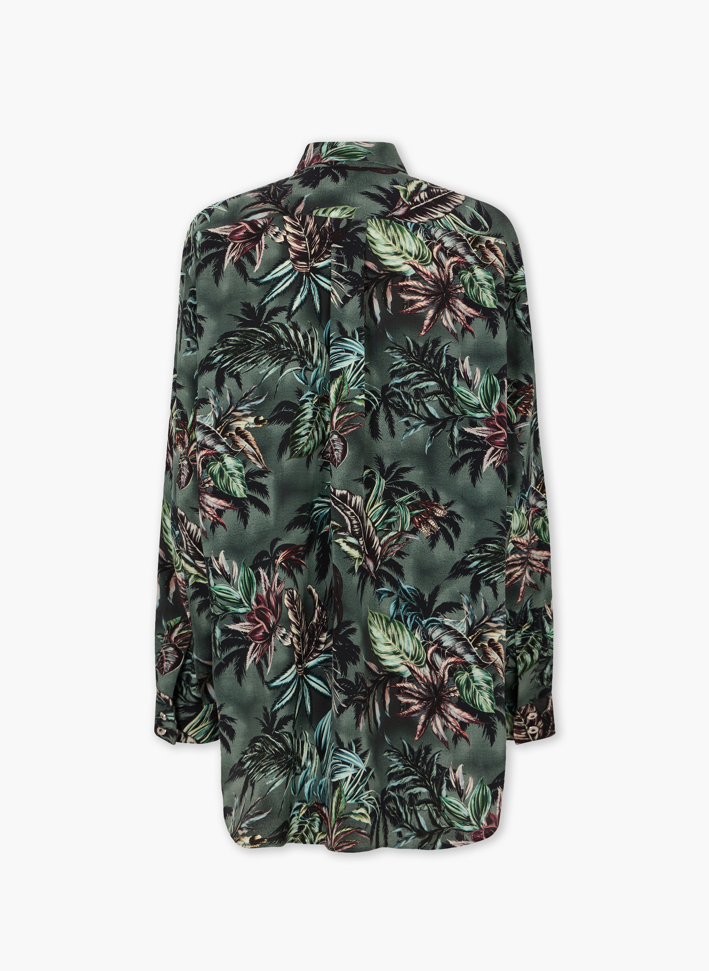 Chemise oversize en crêpe de soie imprimé floral RABANNE Vert
