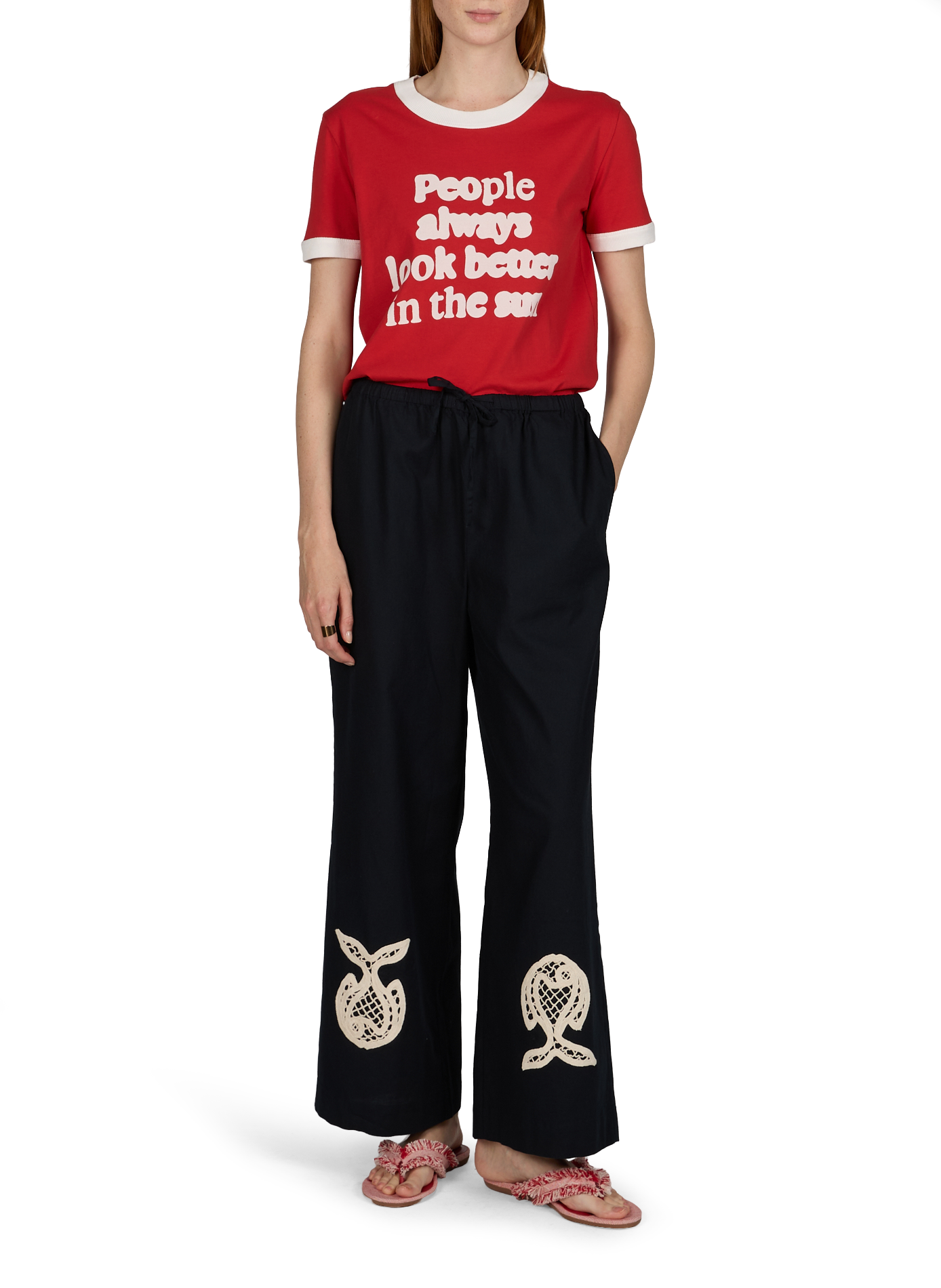 T-shirt imprimé People Zowie R en coton THINKING MU Rouge