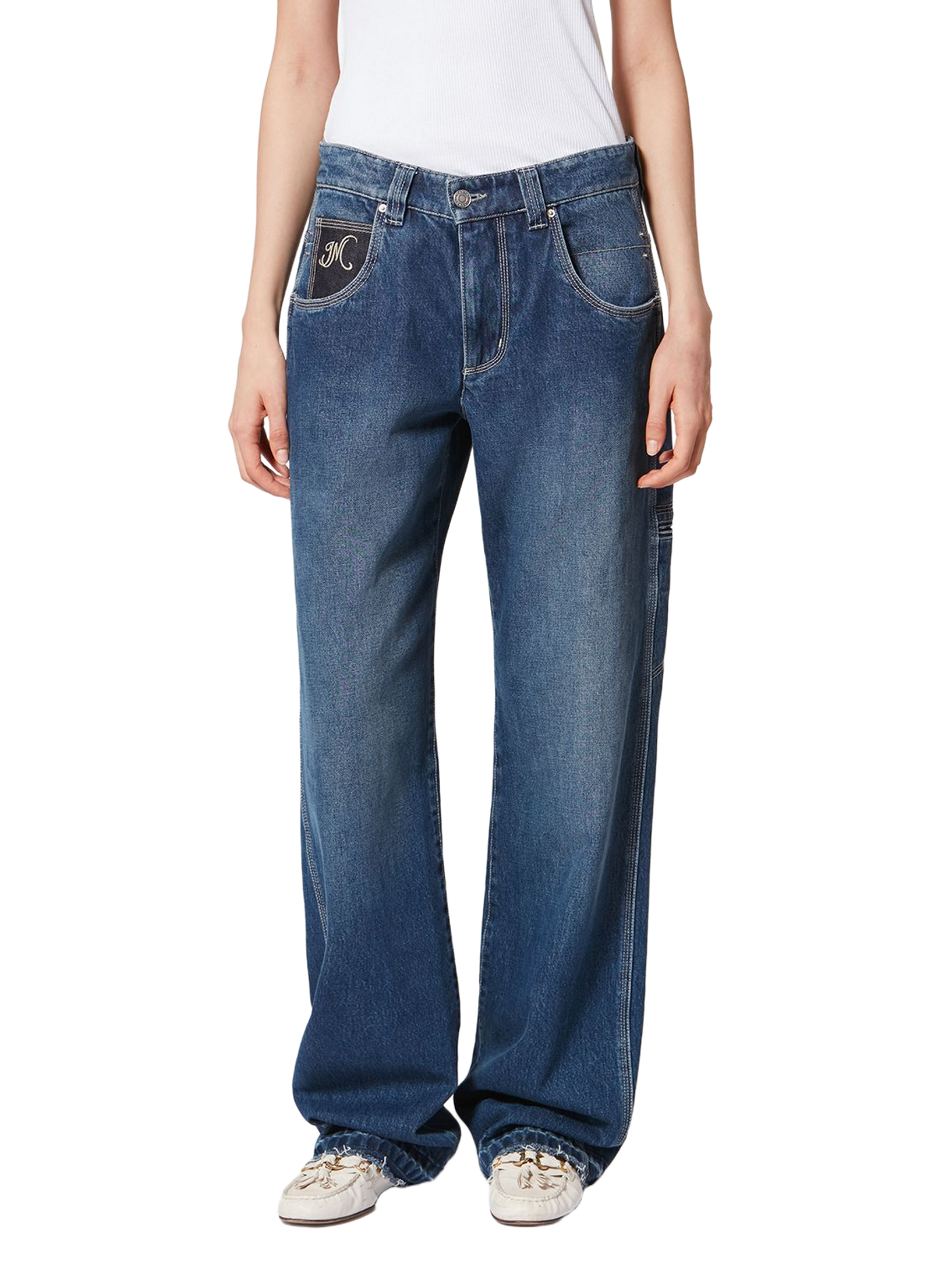Jeyda cotton denim jeans with stitching ISABEL MARANT Blue