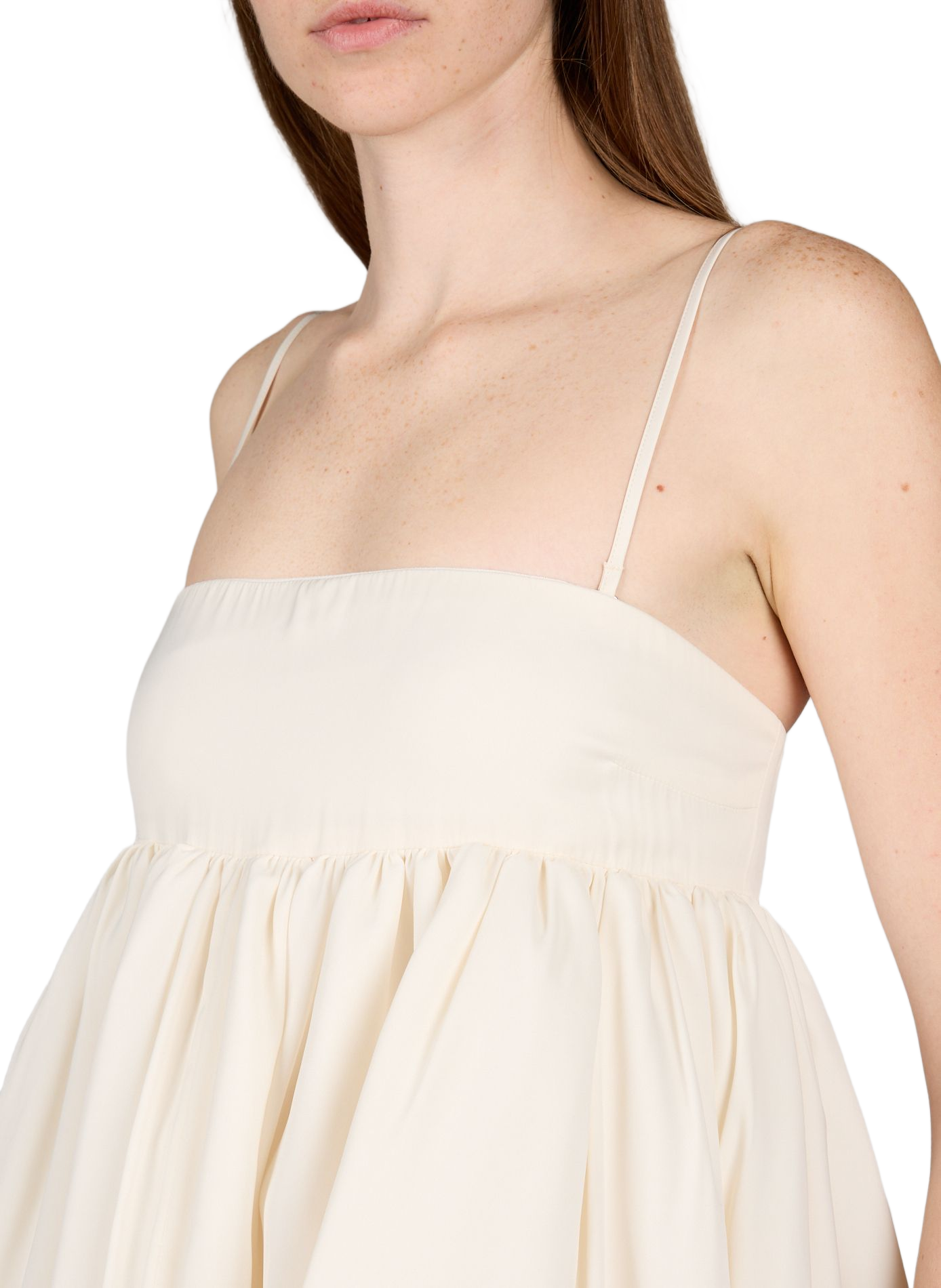 Puffy strapless dress with removable straps ROTATE White