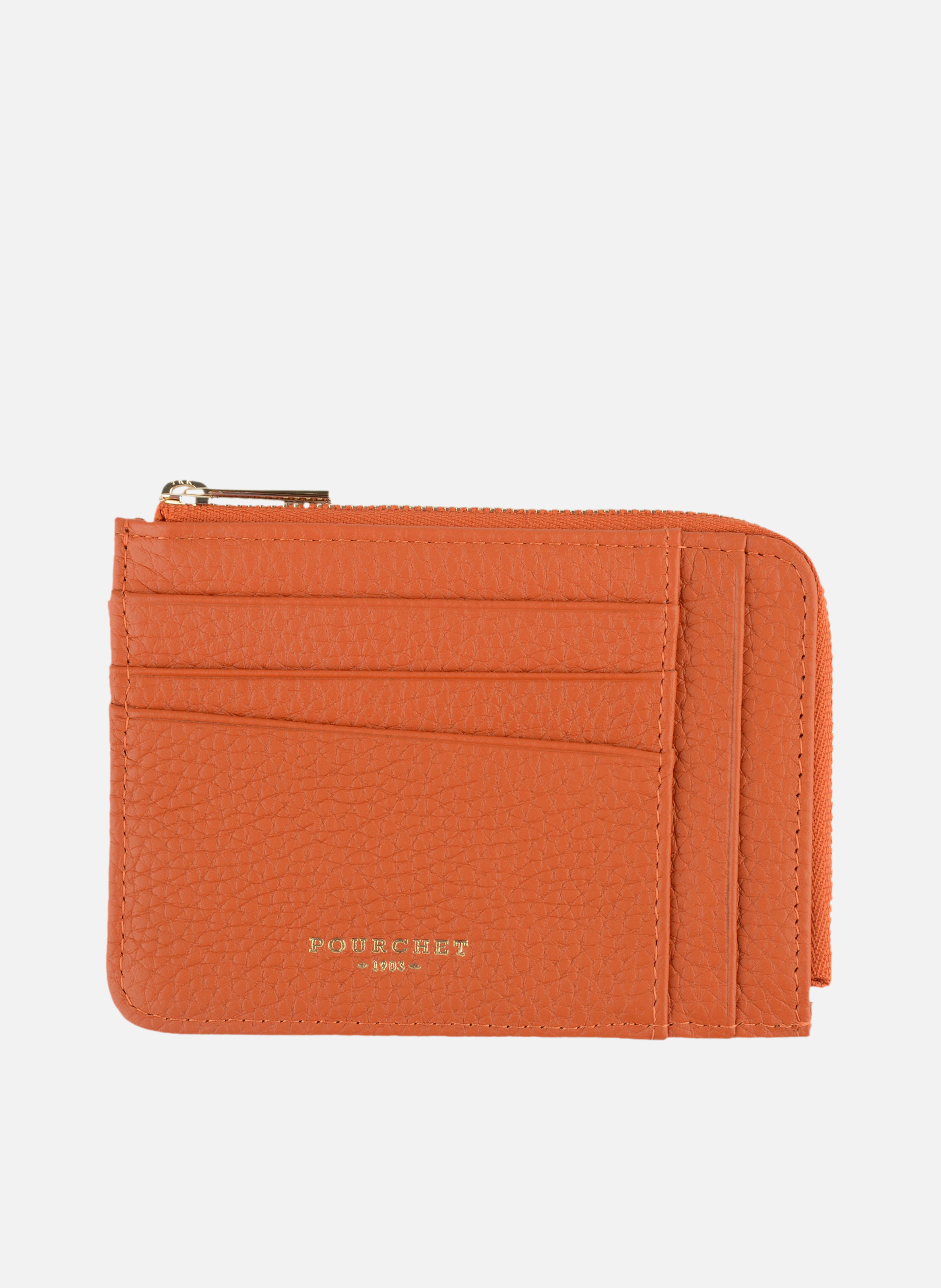 Club | porte-monnaie & porte-cartes en cuir de vachette POURCHET Orange