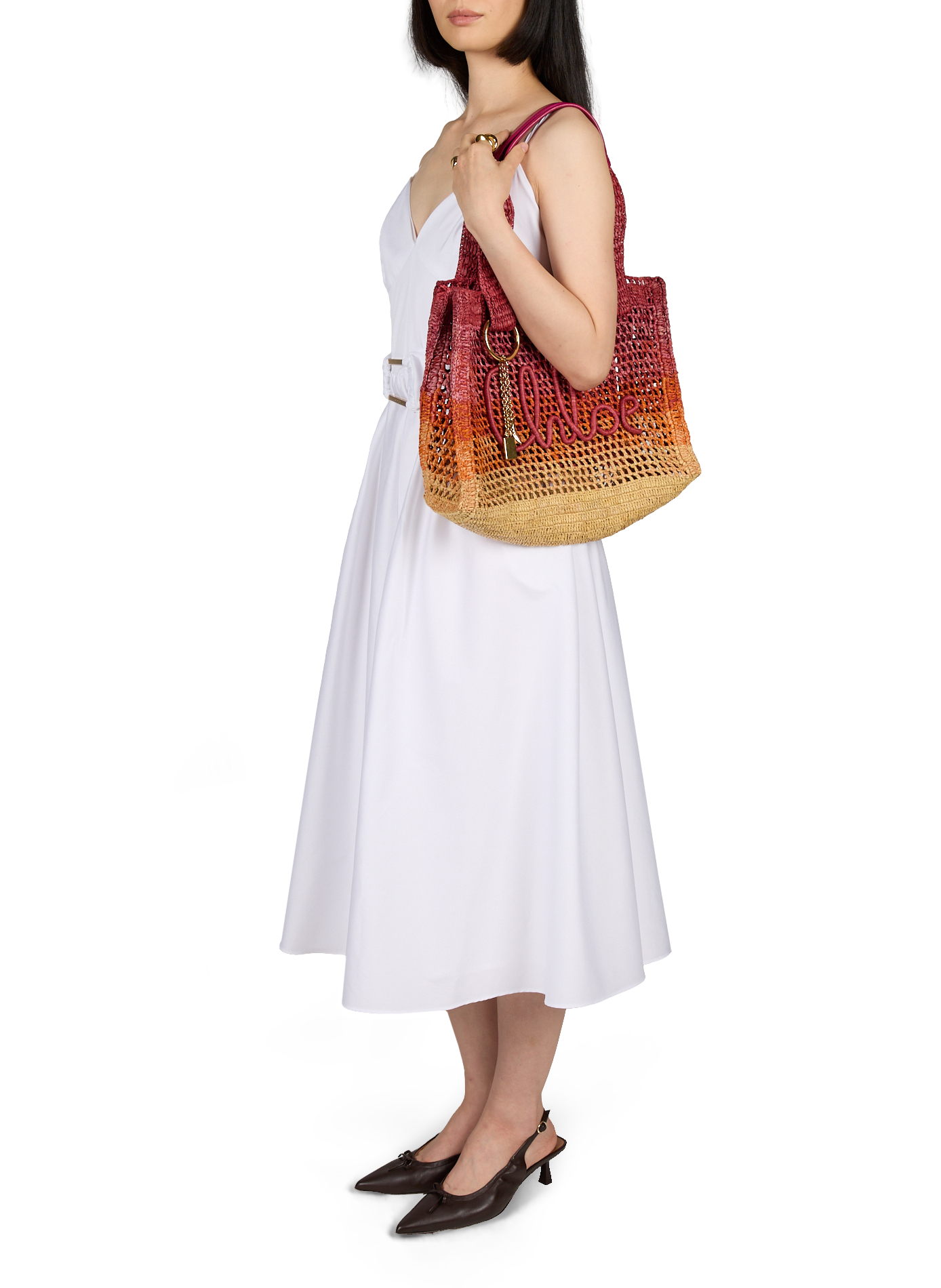 Sommer-Banane Shopper in Raffia im Farbverlauf CHLOÉ Orange