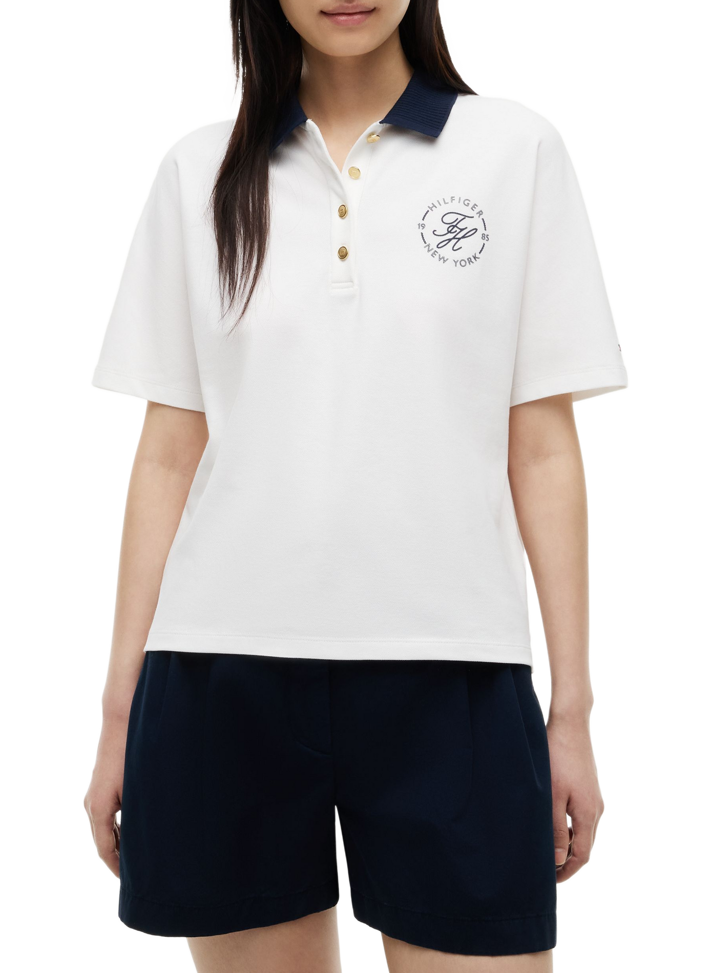 Cotton-blend polo shirt TOMMY HILFIGER White