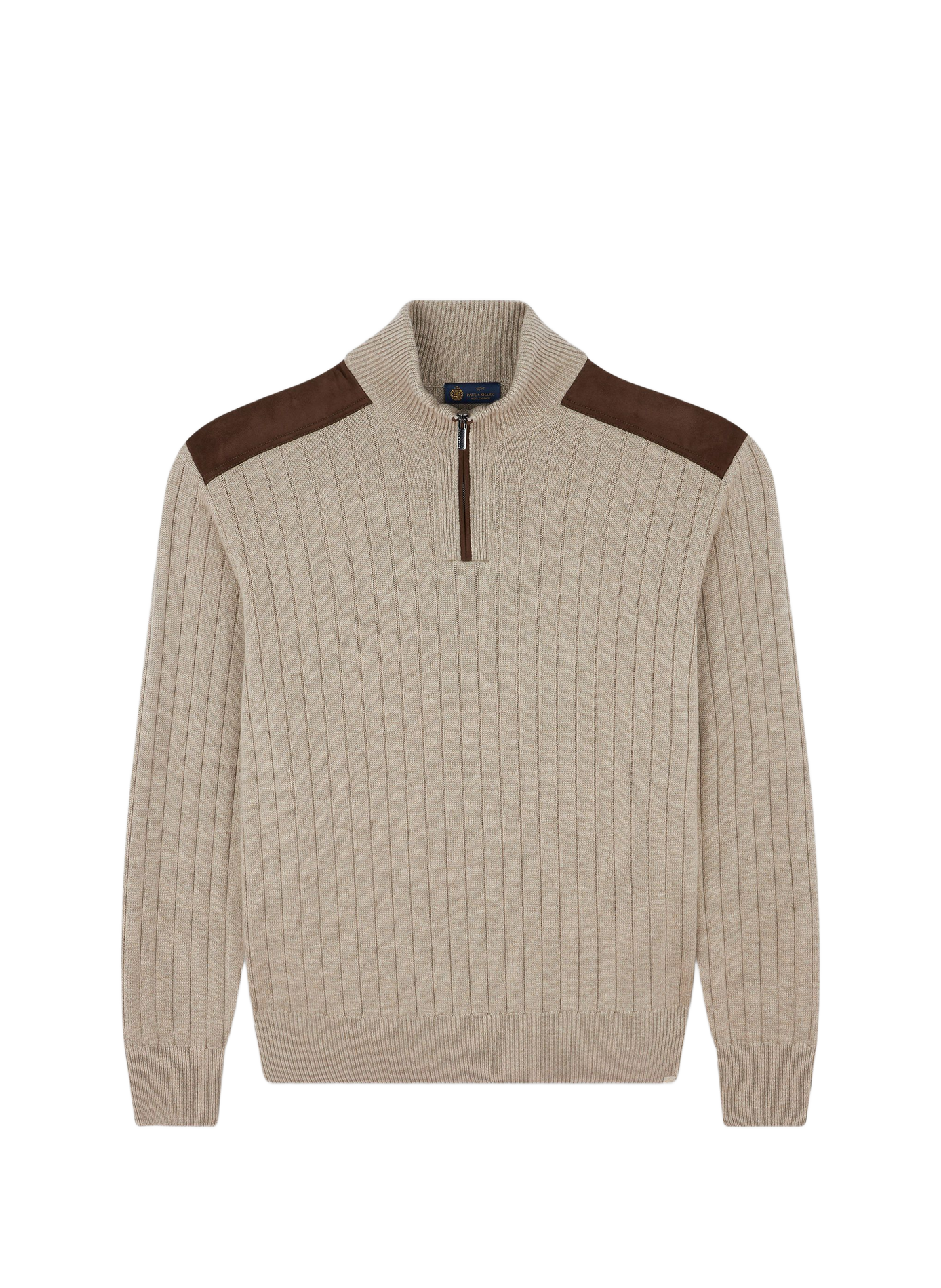 Straight cut high neck wool blend sweater PAUL & SHARK Beige