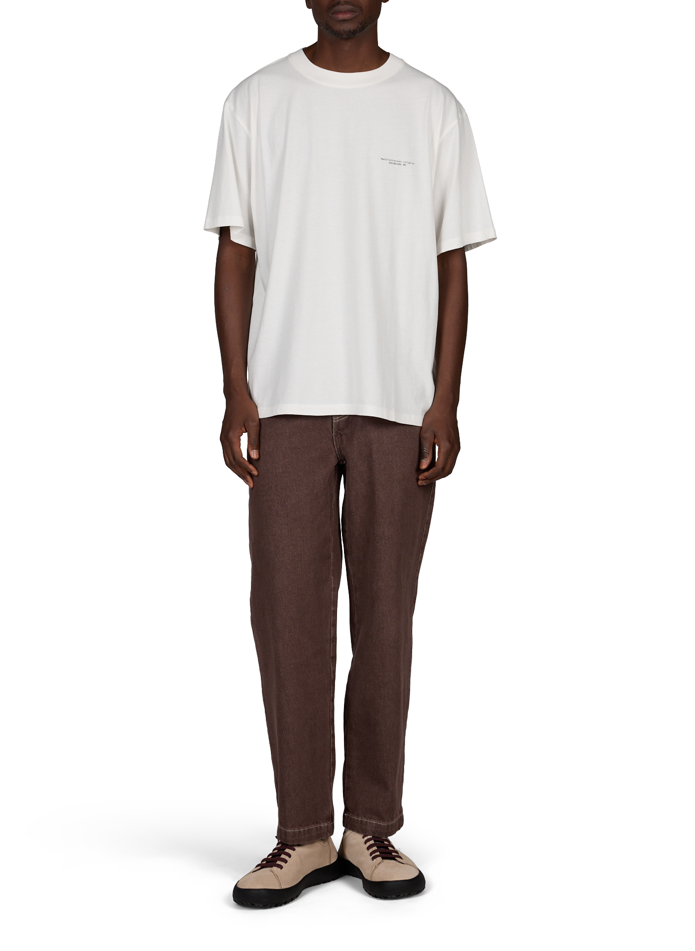 Straight fit round neck printed t-shirt THINKING MU White