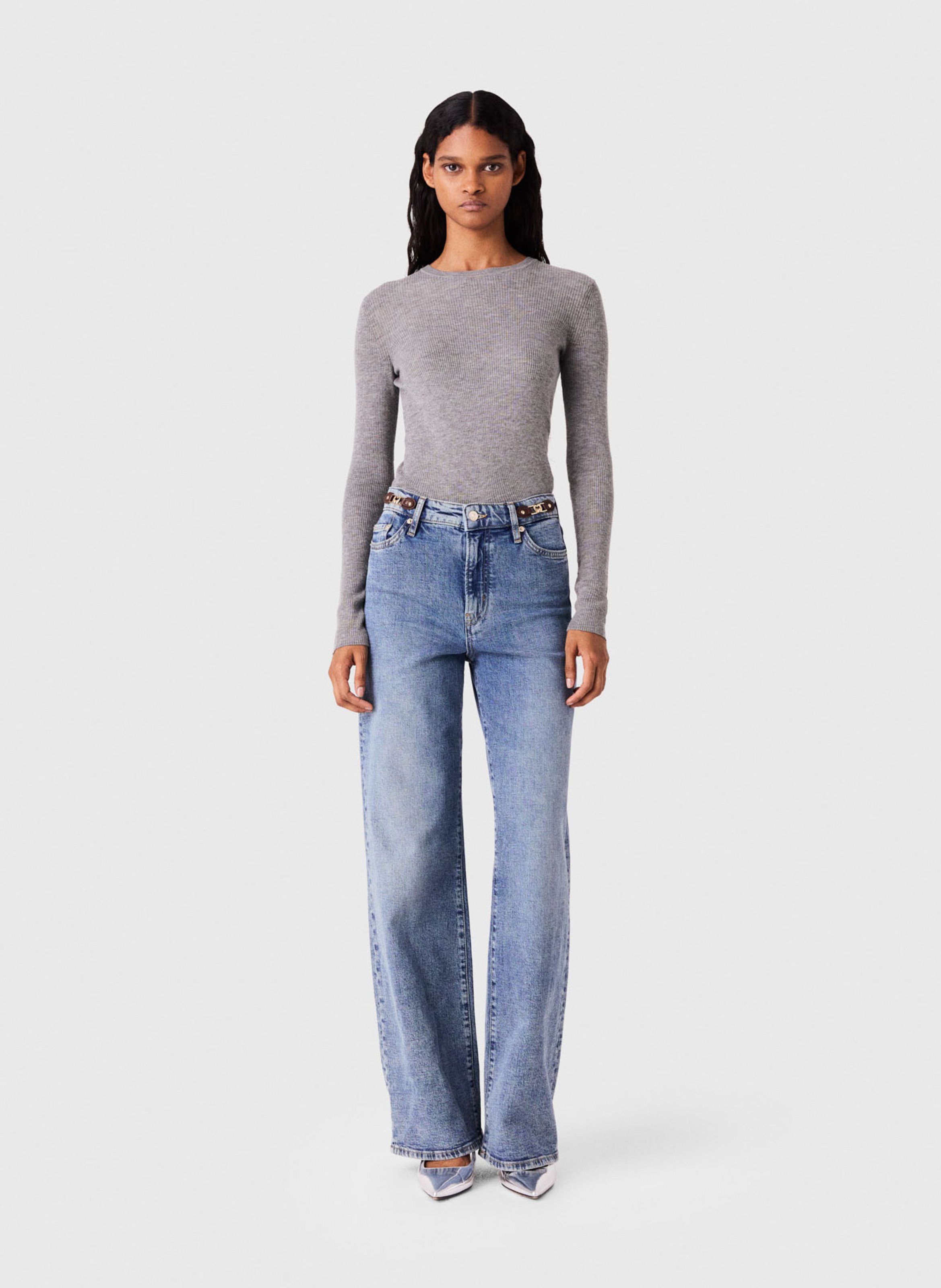 Pull moulant en laine et soie MAJE Gris
