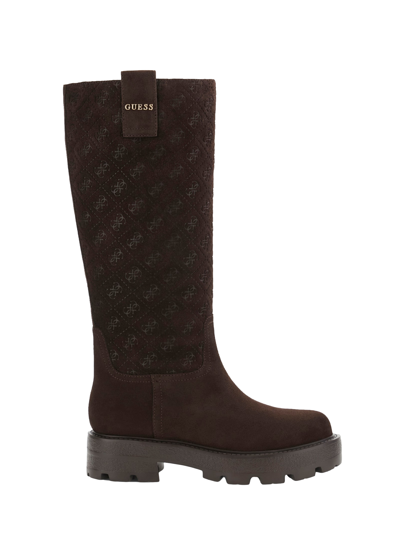 Suede leather monogram-pattern boots GUESS Brown