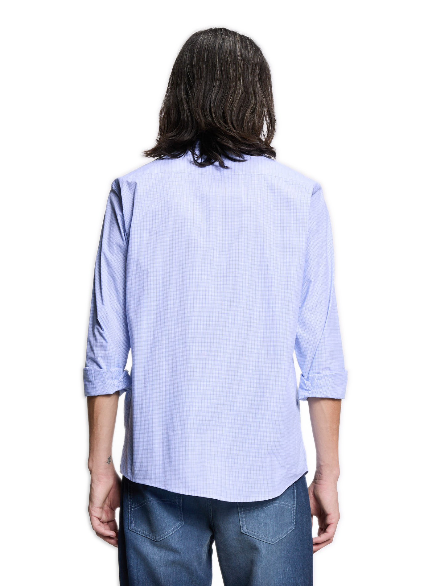 Chemise droite en coton Bleu