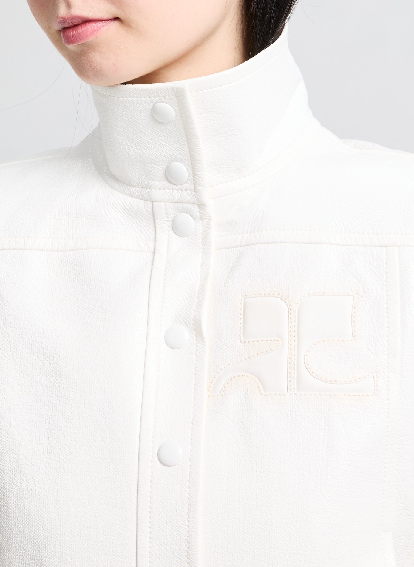 Blouson Réédition vinyle en coton mélangé COURRÈGES Blanc