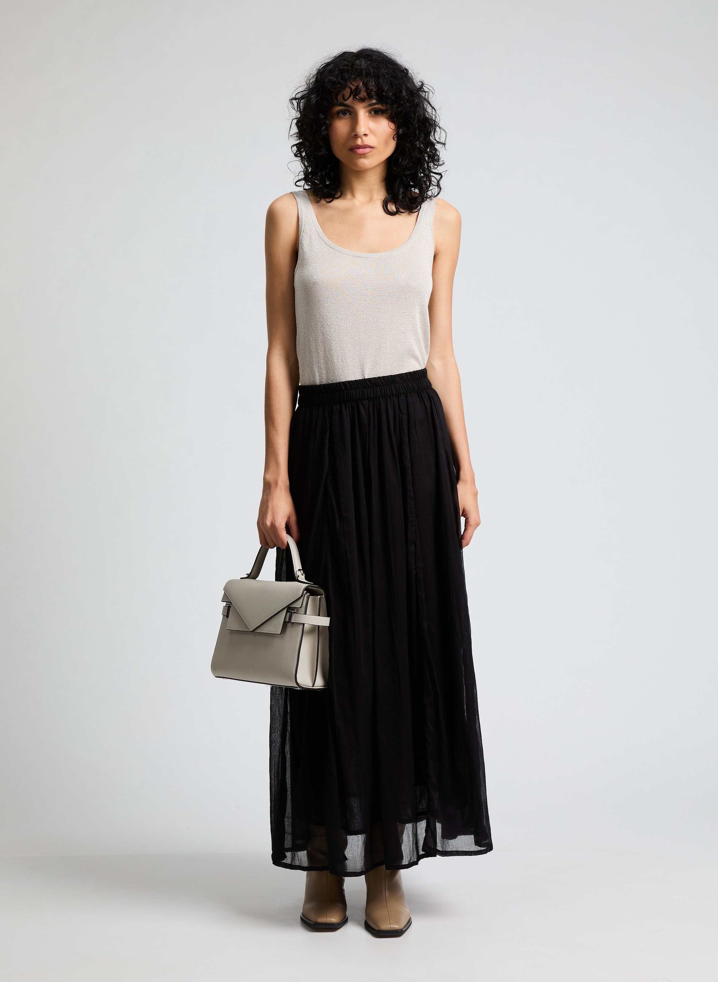 Jupe longue Caro en coton SAISON 1865 Noir