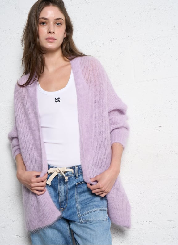 Gilet oversize en alpaga mélangée bymi Violet by AMERICAN VINTAGE AMERICAN VINTAGE Gilet oversize en alpaga mélangée bymi Violet
