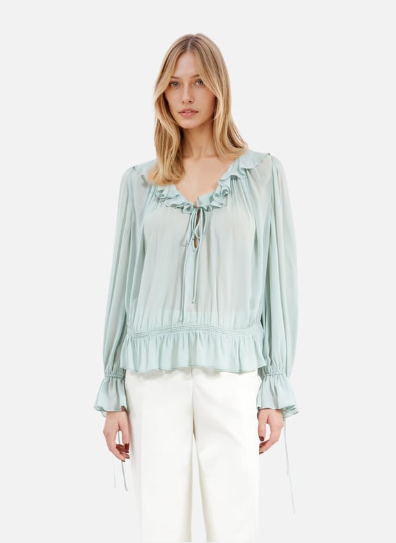 Blouse volanté Bleu by THE KOOPLES THE KOOPLES Blouse volanté Bleu