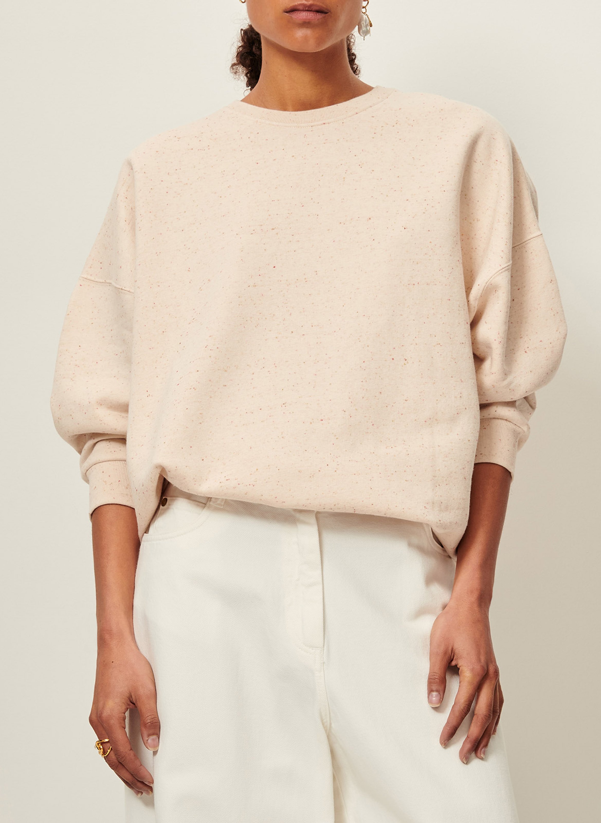 Sweat col rond oversize en coton mélangé chebbi SESSUN Beige