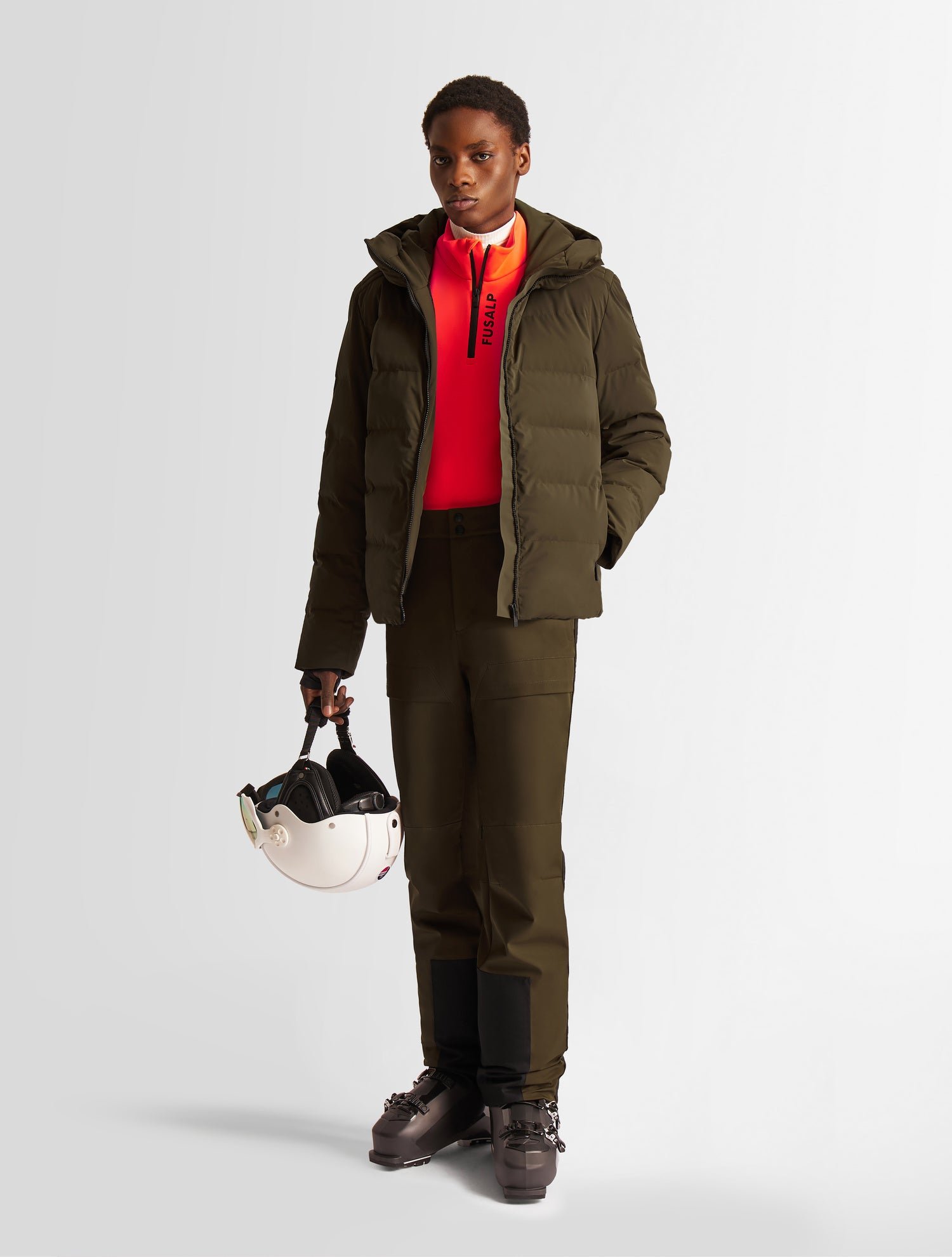 Blouson de ski constant col montant coupe oversize FUSALP Marron