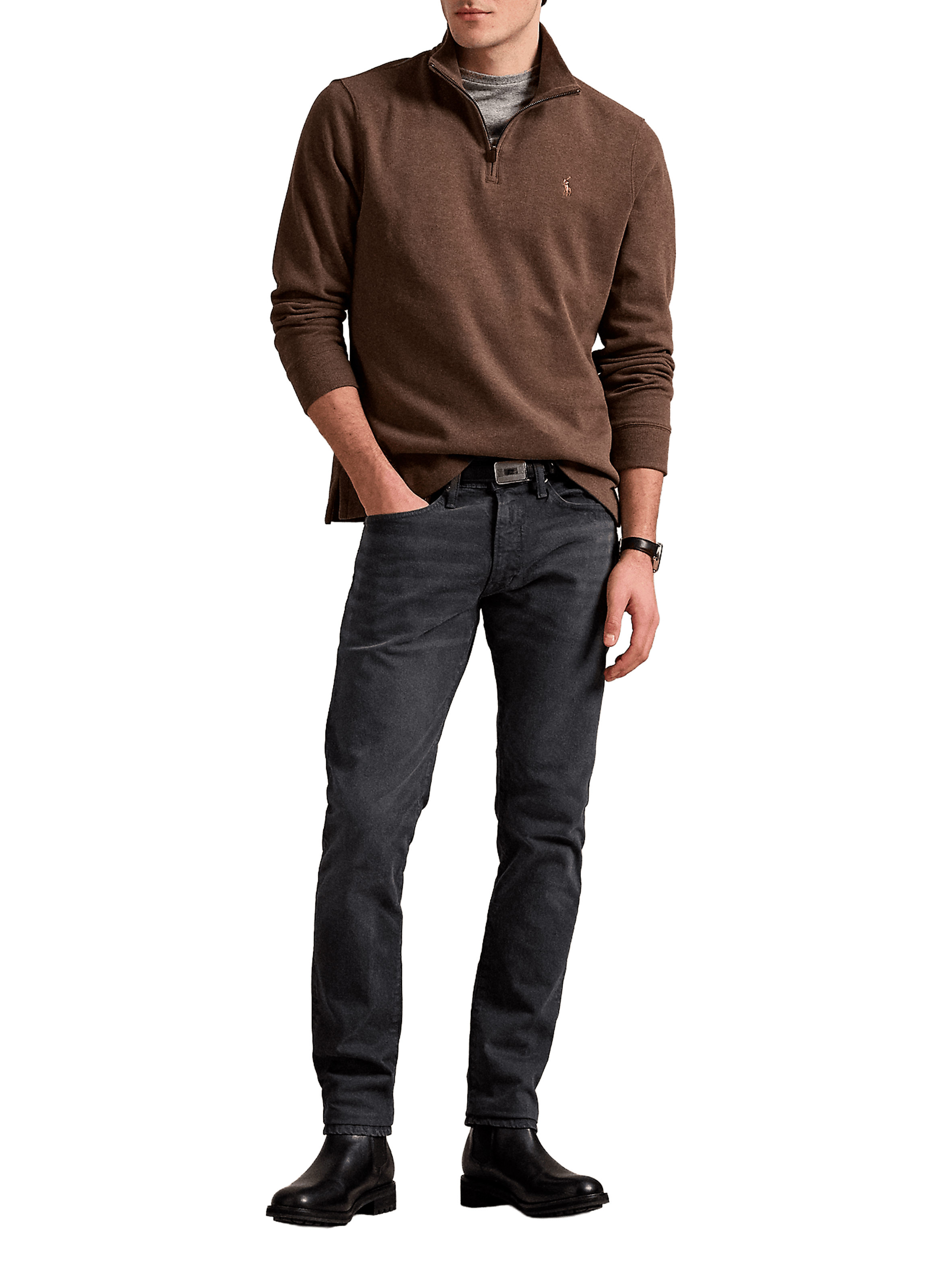 Pull col montant en coton POLO RALPH LAUREN Beige