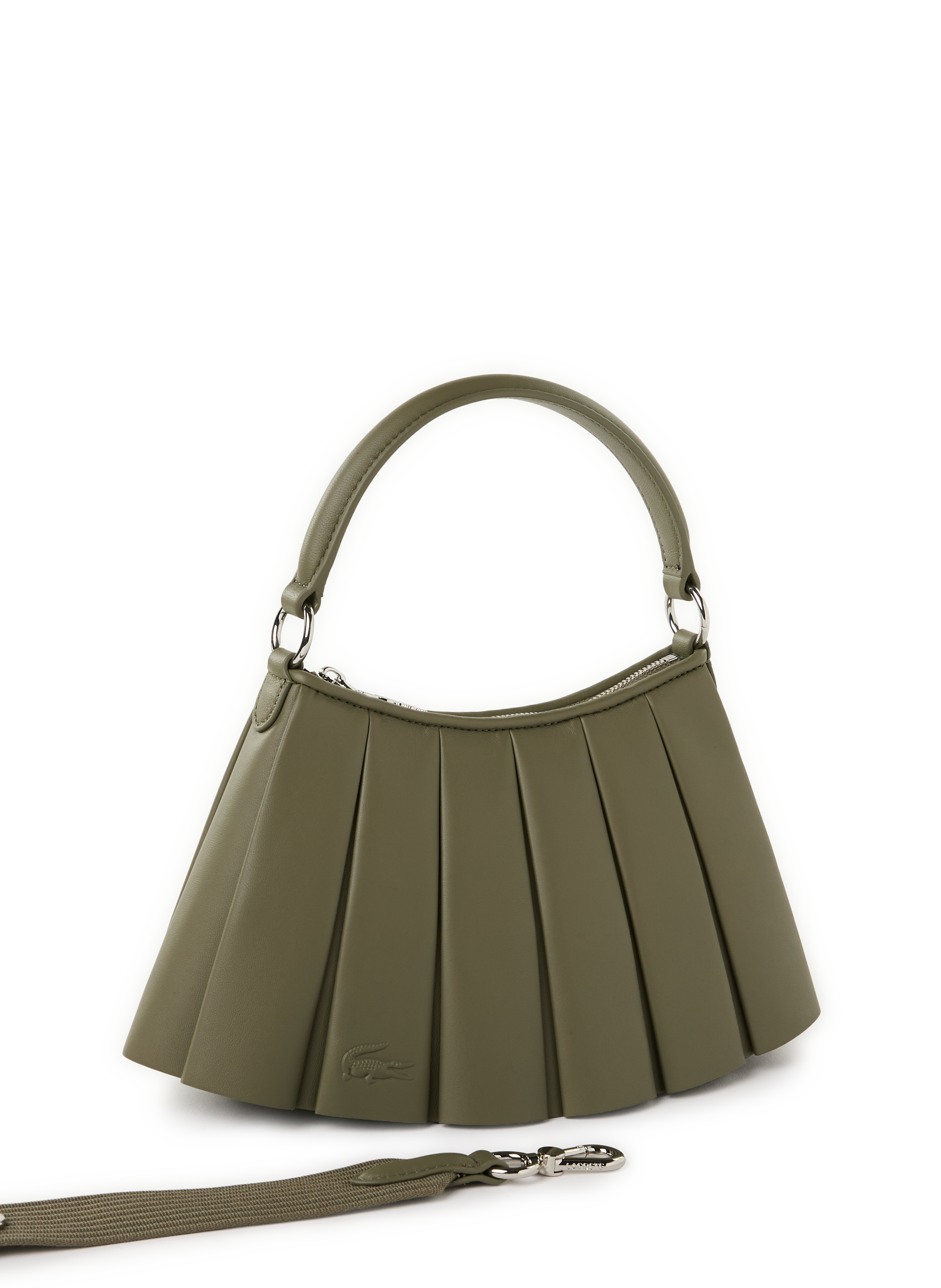 Petit sac Lenglen plissé en cuir LACOSTE Kaki