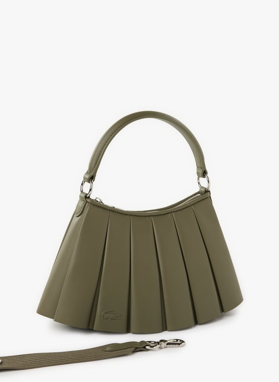 Petit sac Lenglen plissé en cuir | Kaki by LACOSTE Petit sac Lenglen plissé en cuir Kaki