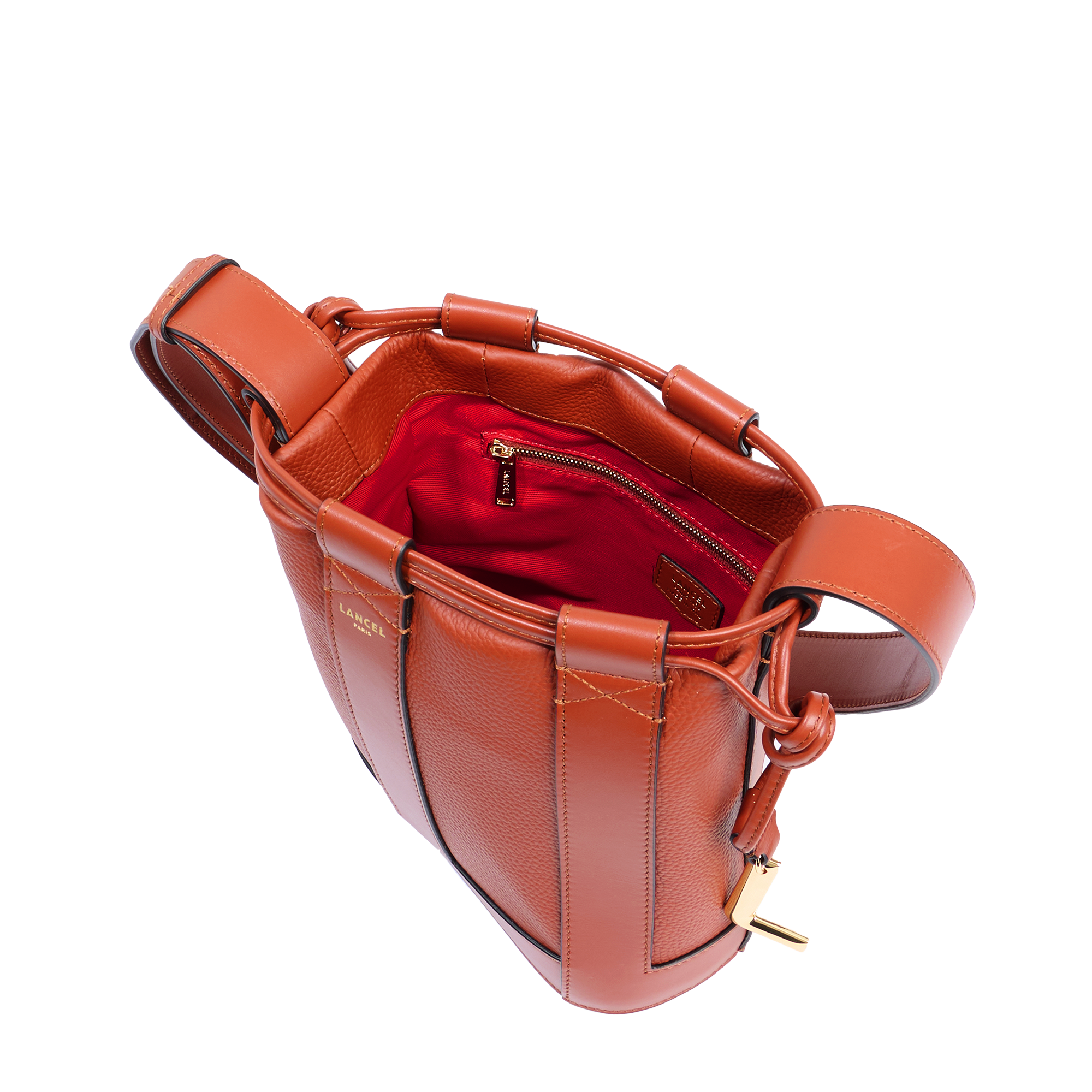 Sac seau s elles de lancel en cuir LANCEL Rouge