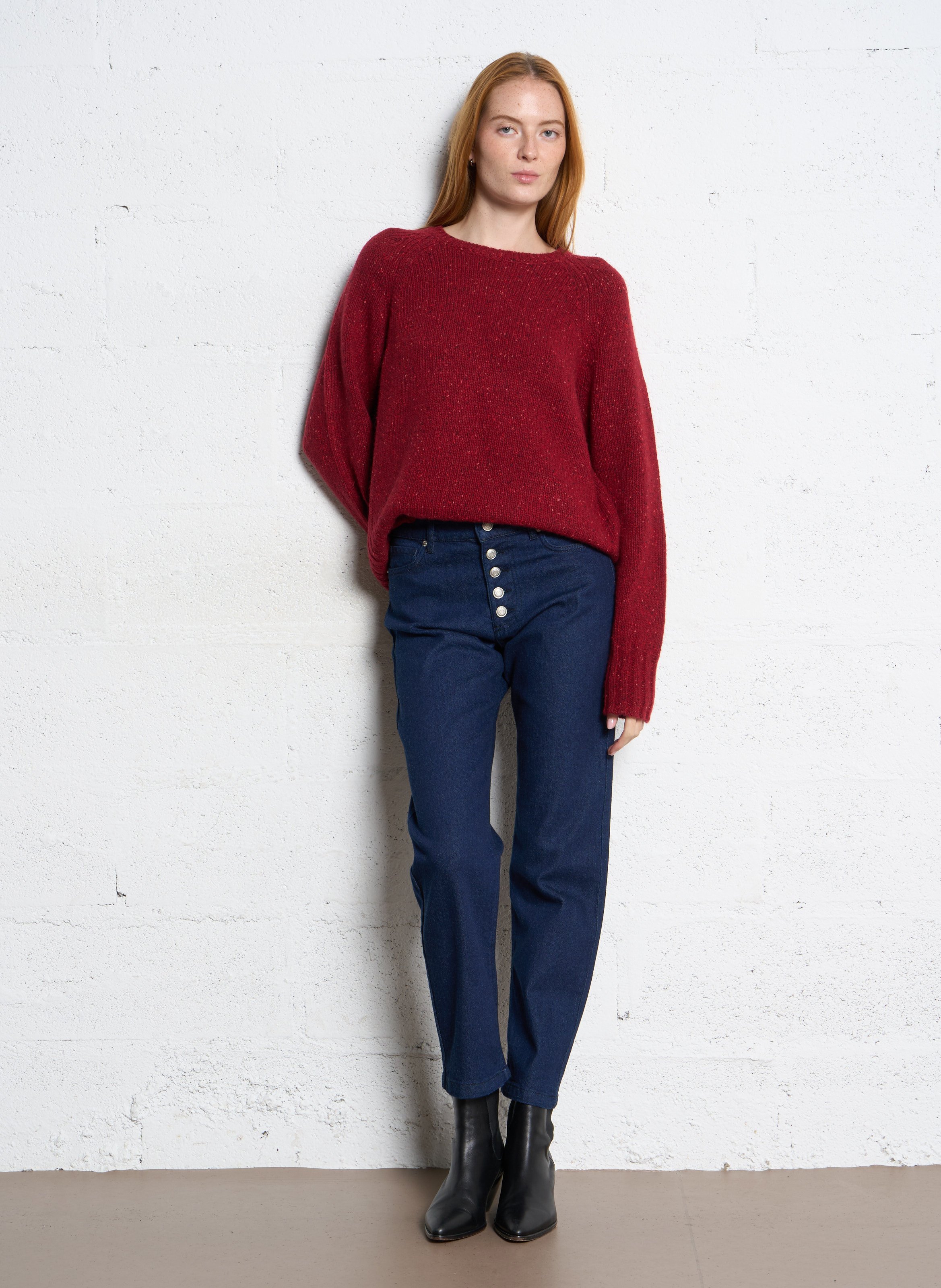 Pull oversize en laine mélangée IKKS Rouge