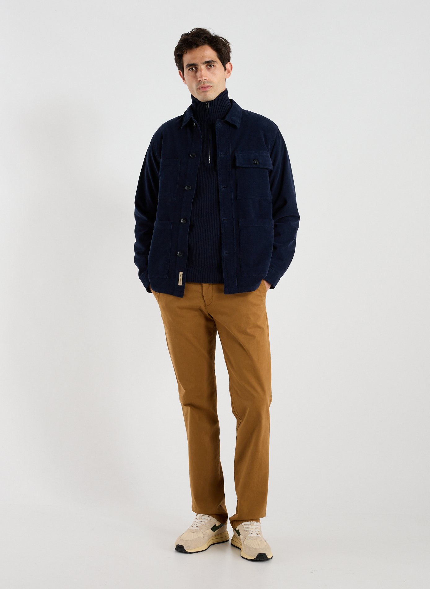 Chemise droite en coton WOOLRICH Bleu