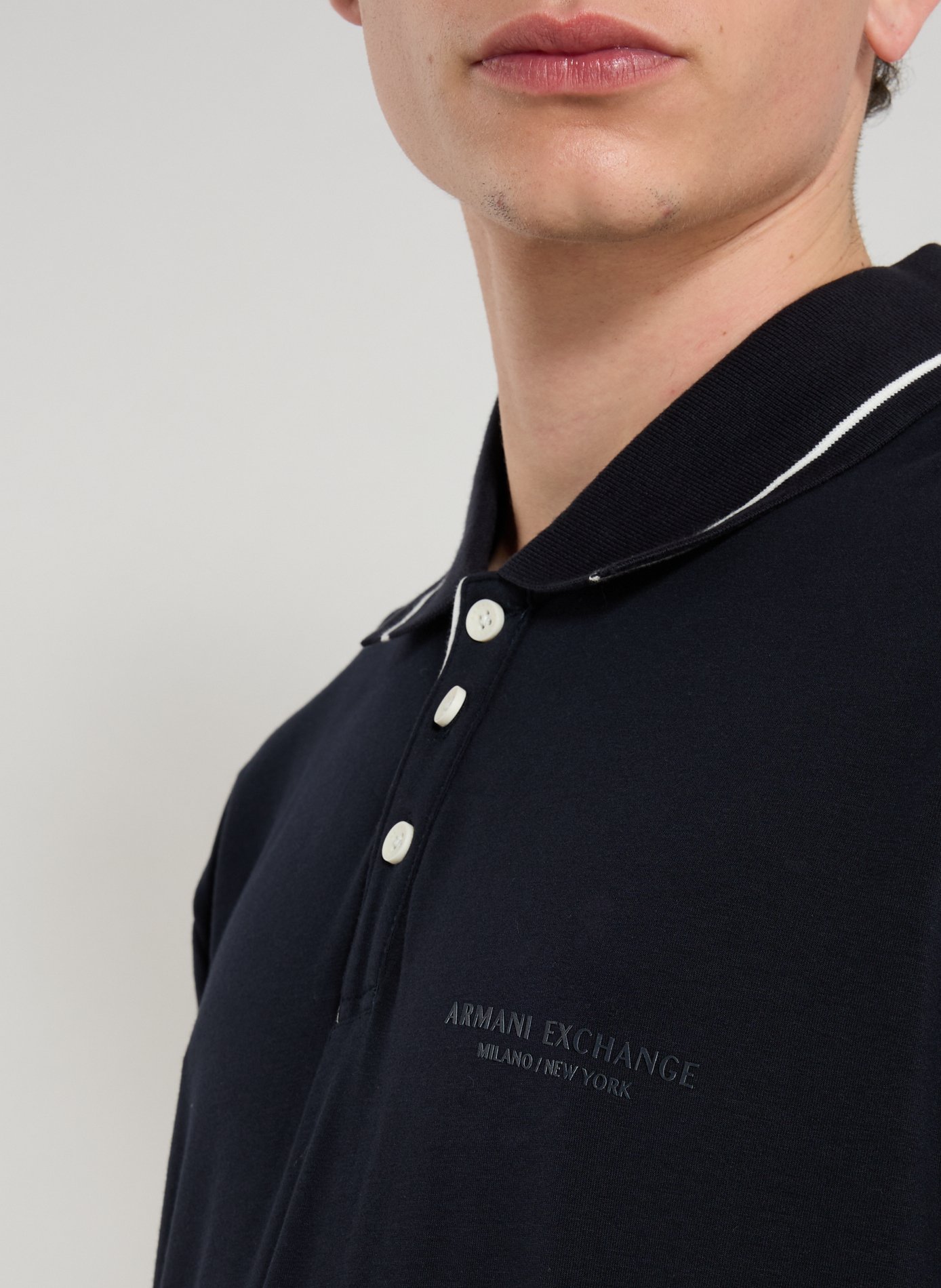 Solid color blended cotton polo ARMANI EXCHANGE Blue