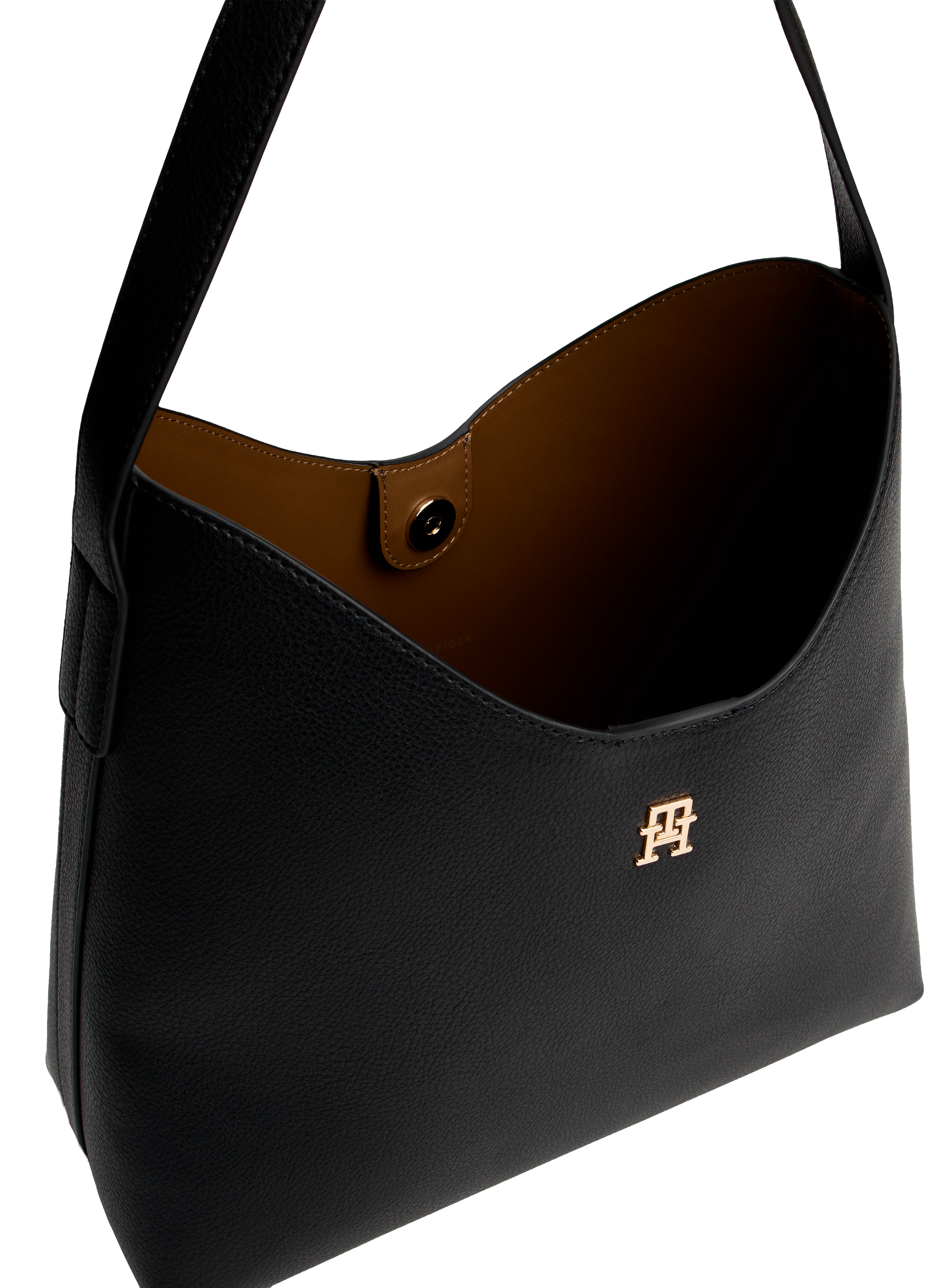 Grained faux leather shoulder bag TOMMY HILFIGER Black