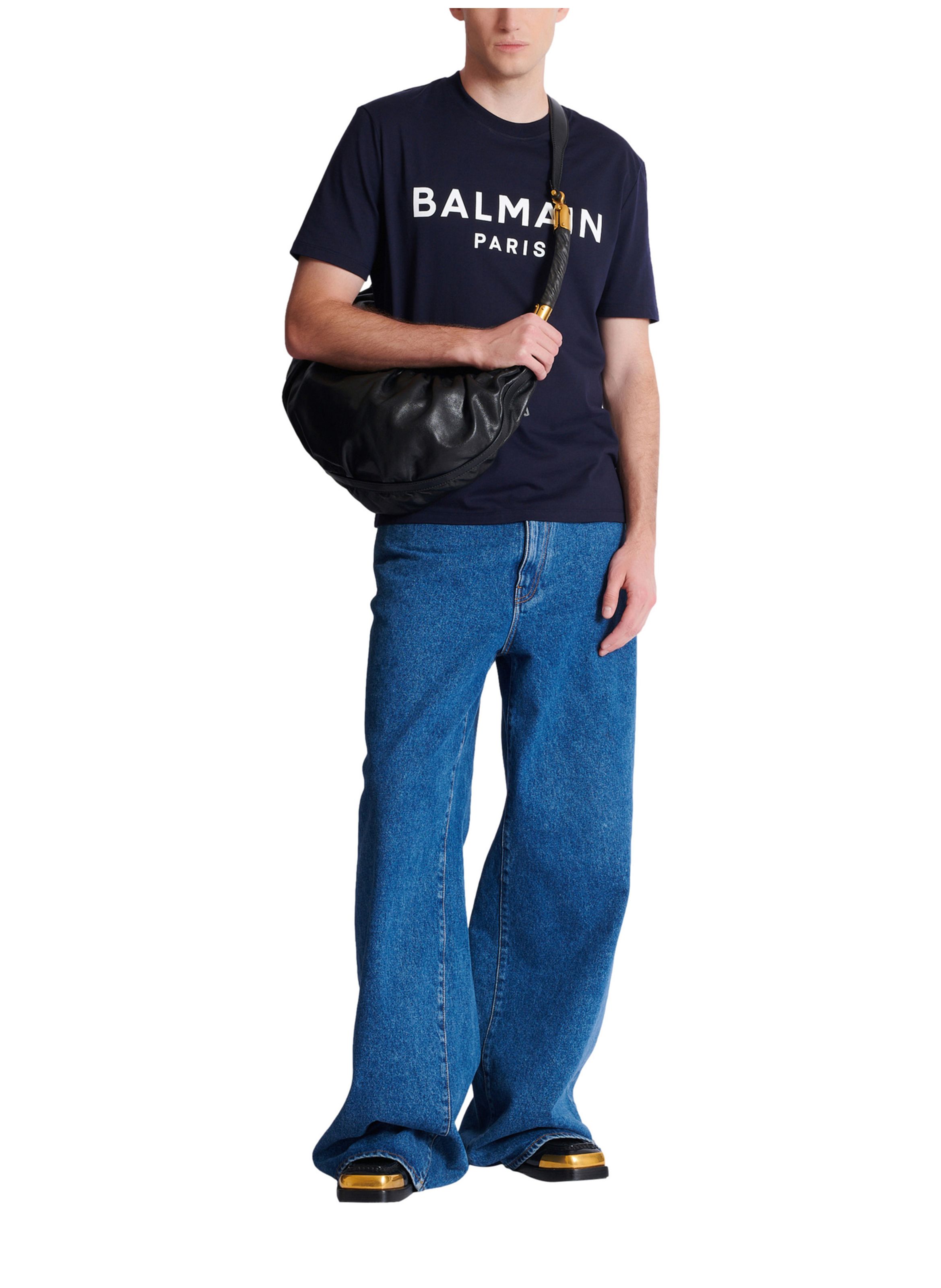 T-shirt en coton à imprimé BALMAIN Bleu