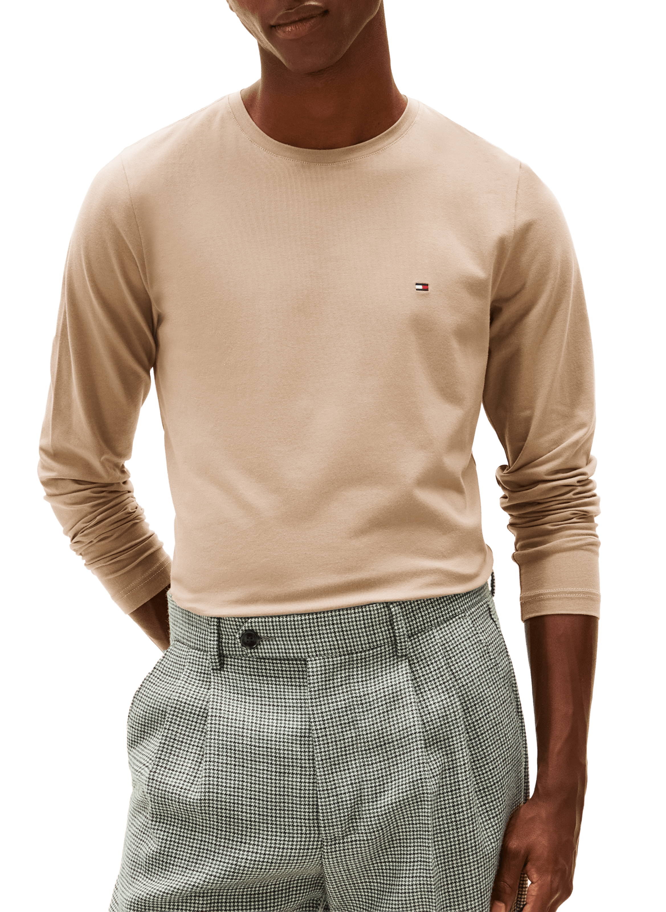TOMMY HILFIGER T-shirt manches longues en coton Beige