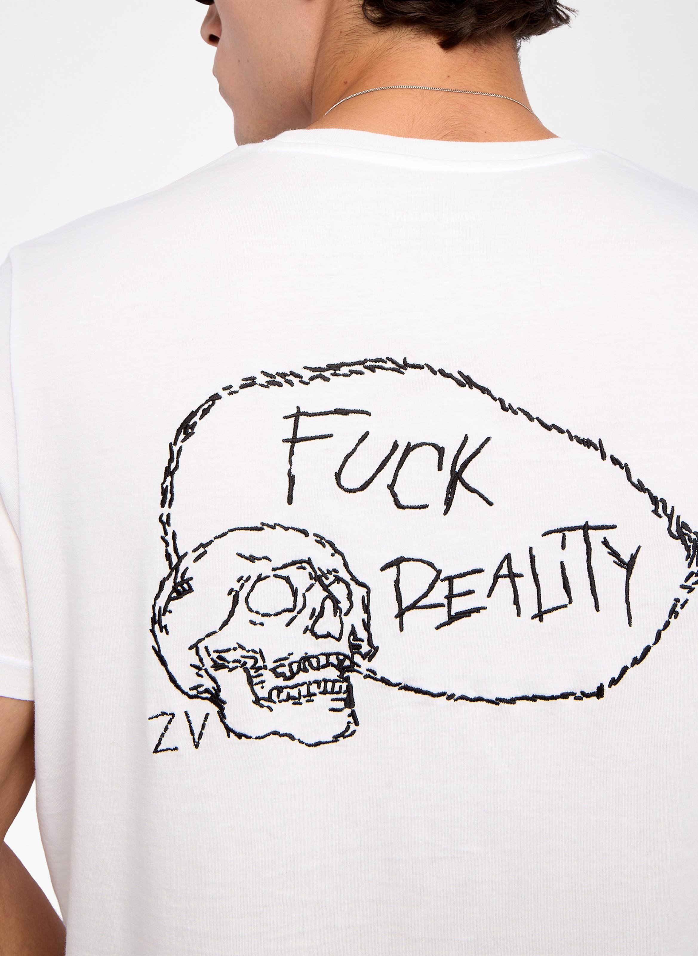 Tee-shirt droit col rond en coton imprimé tommy ZADIG&VOLTAIRE Blanc