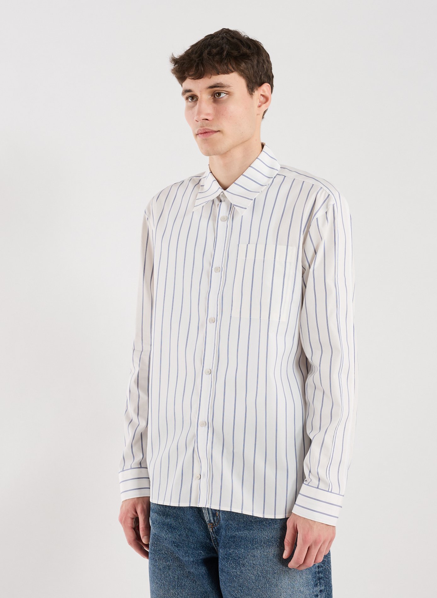 Classic collar shirt with striped pattern in cotton WON HUNDRED Multicolour