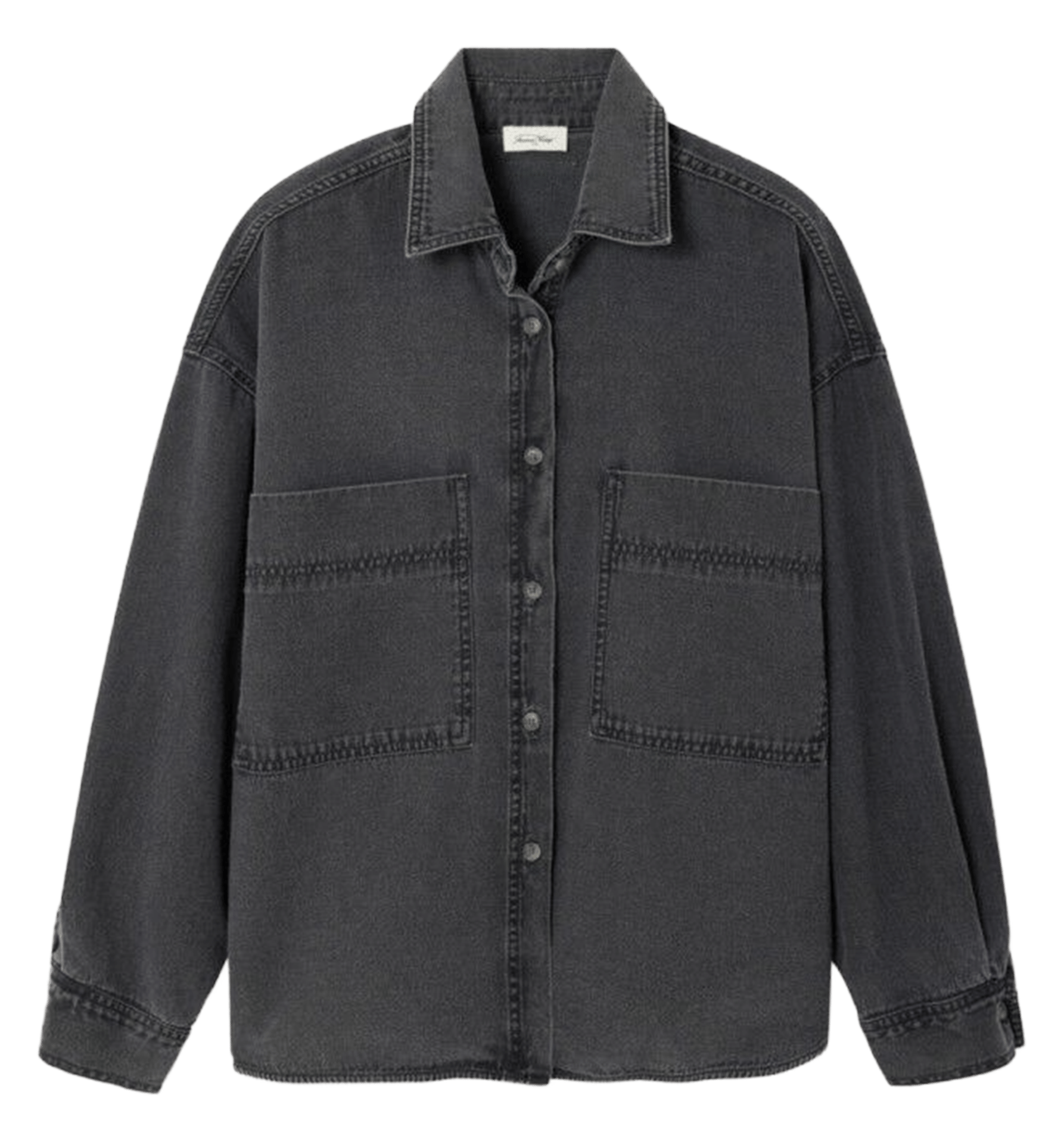 Chemise ample boutonnée en denim jazy AMERICAN VINTAGE Noir