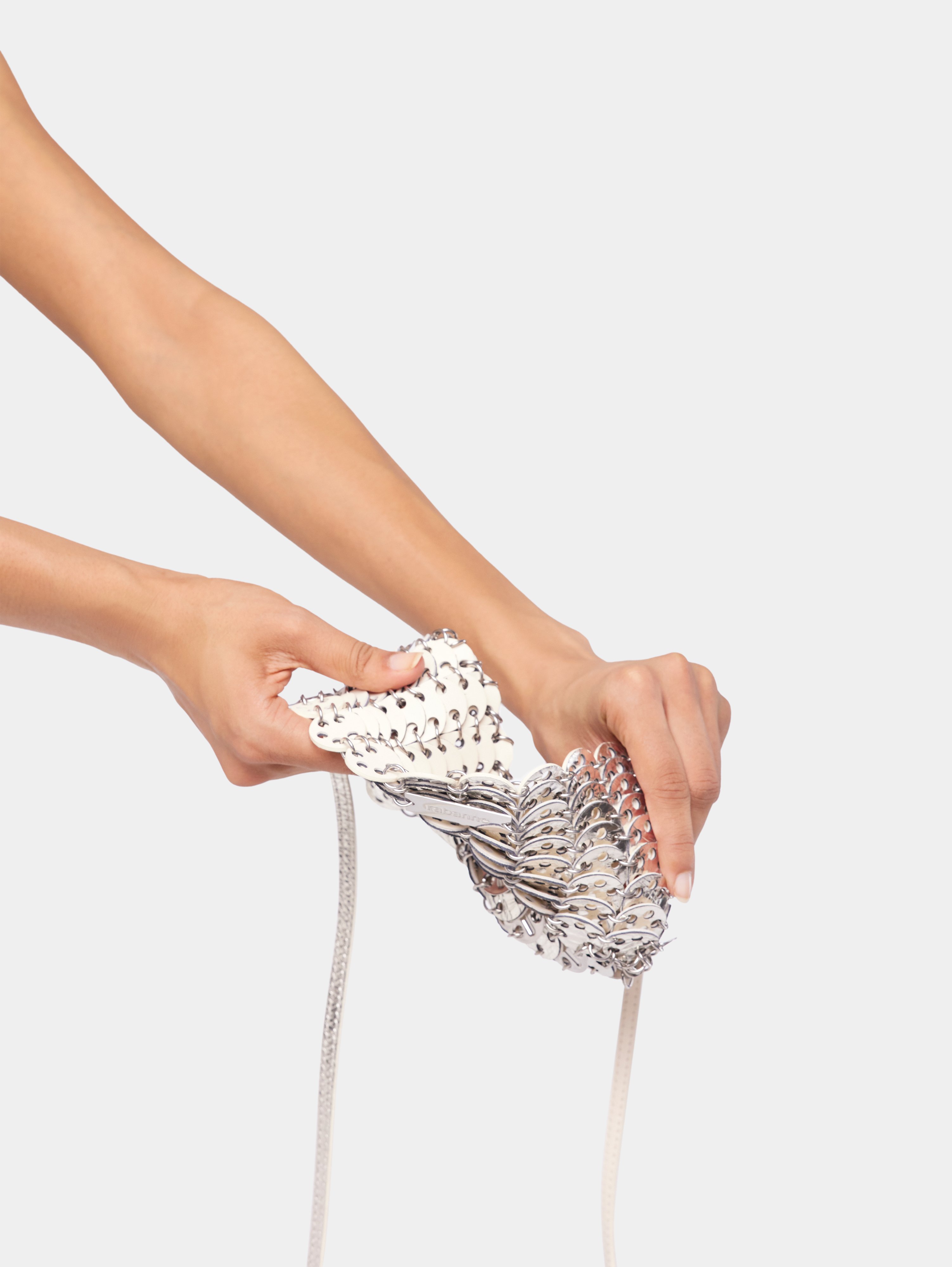 Sac réversible 1969 flip en cuir RABANNE Blanc