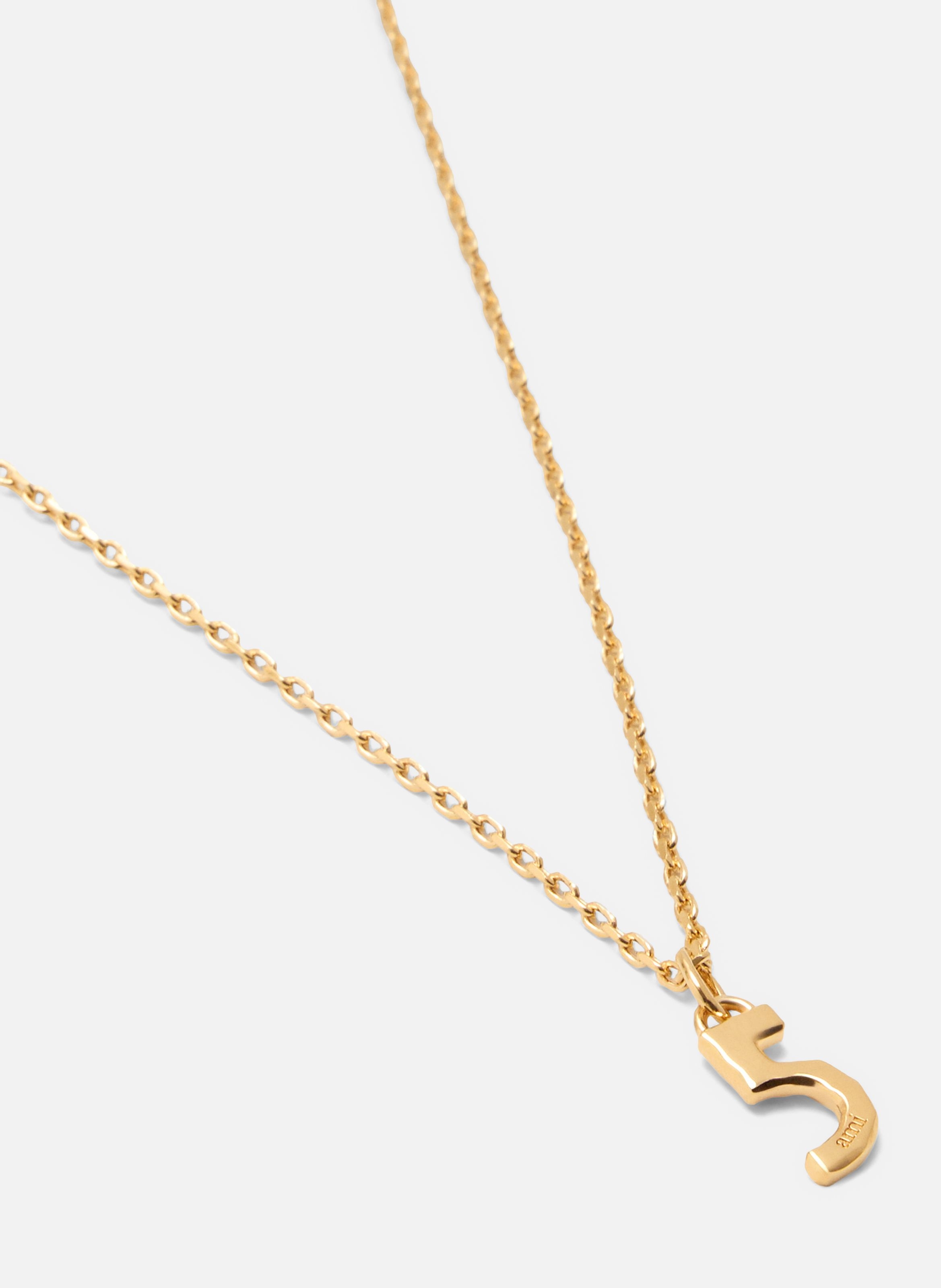 Collier martelé doré pendentif "5" unisexe en laiton AMI PARIS Jaune