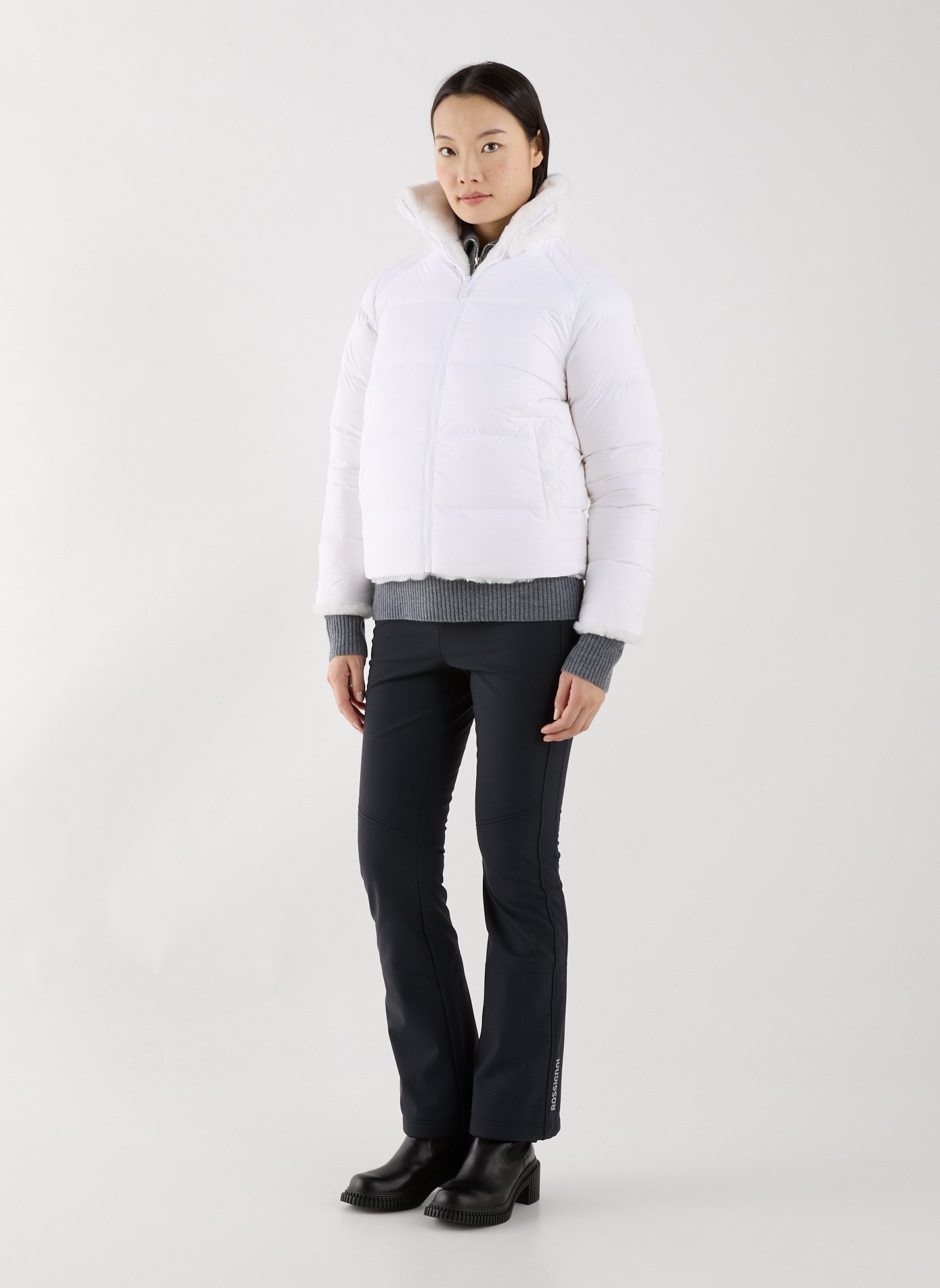 Short Olga faux fur puffer jacket JOTT White