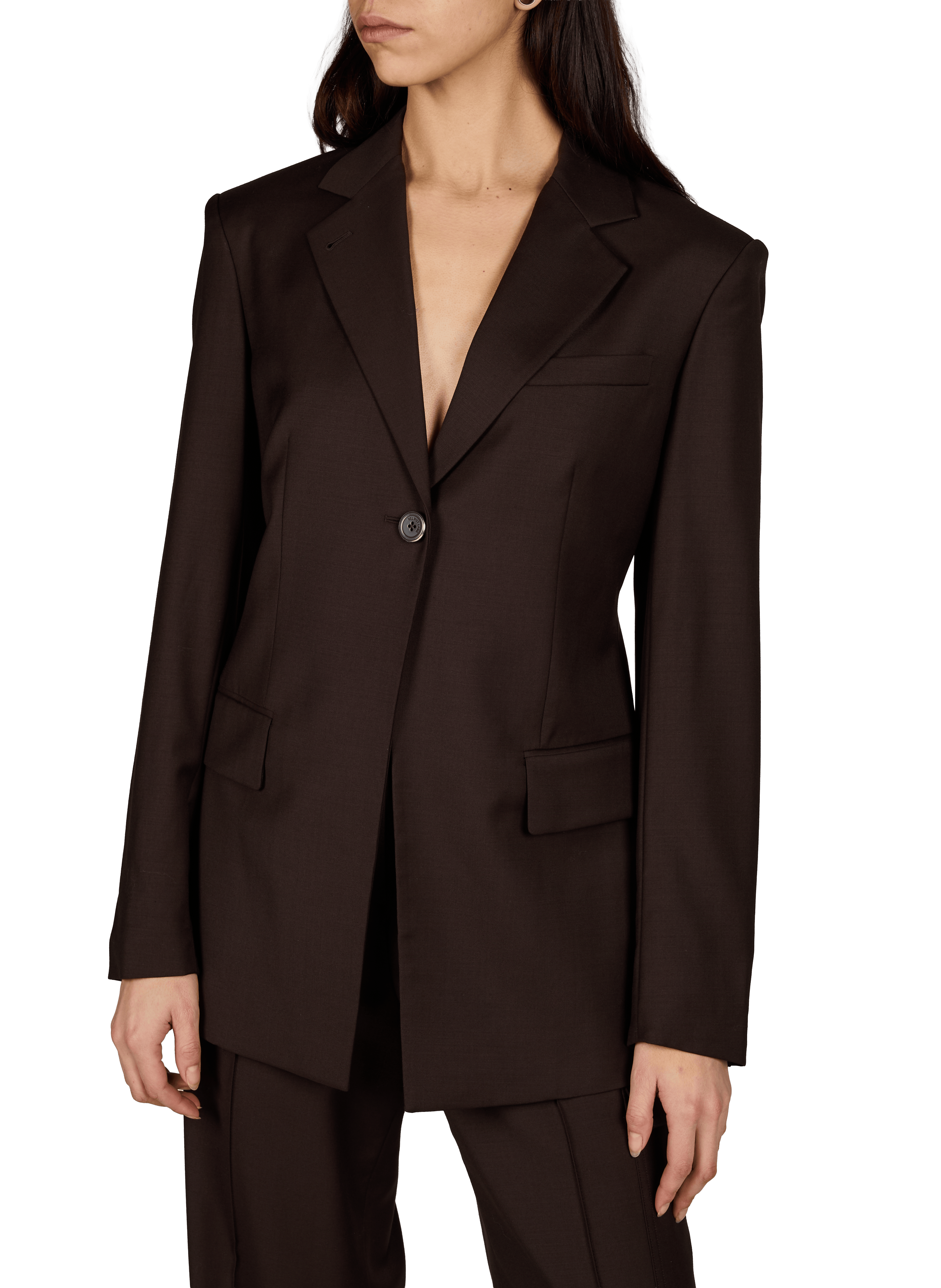 Fitted wool cutaway blazer HELMUT LANG Brown