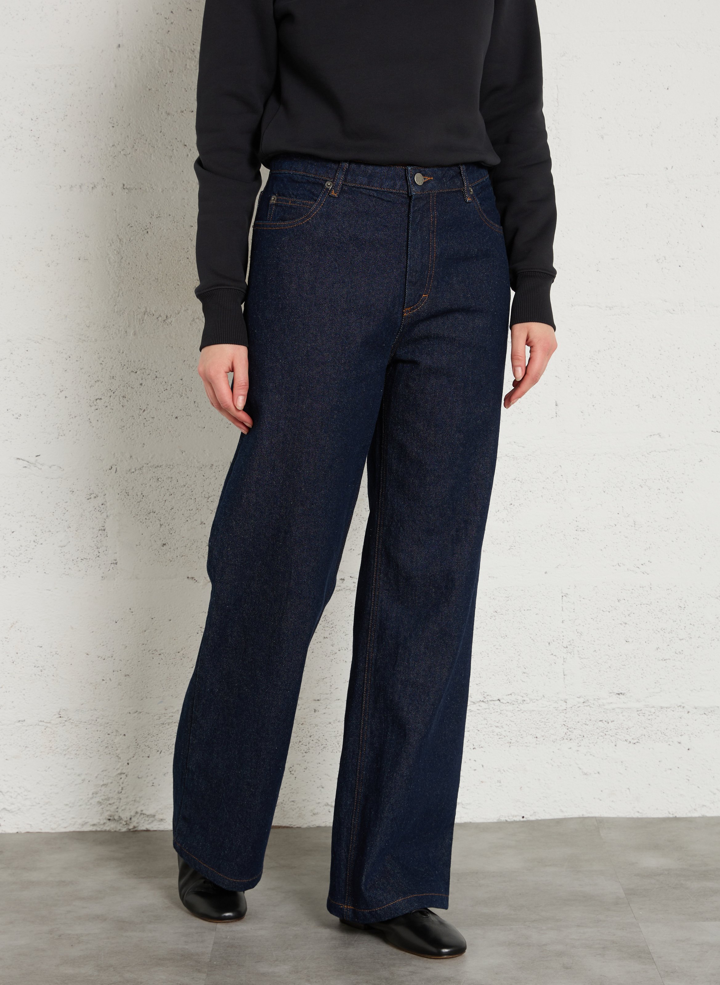 Jean droit brut taille mi-haute calvin SOEUR Bleu