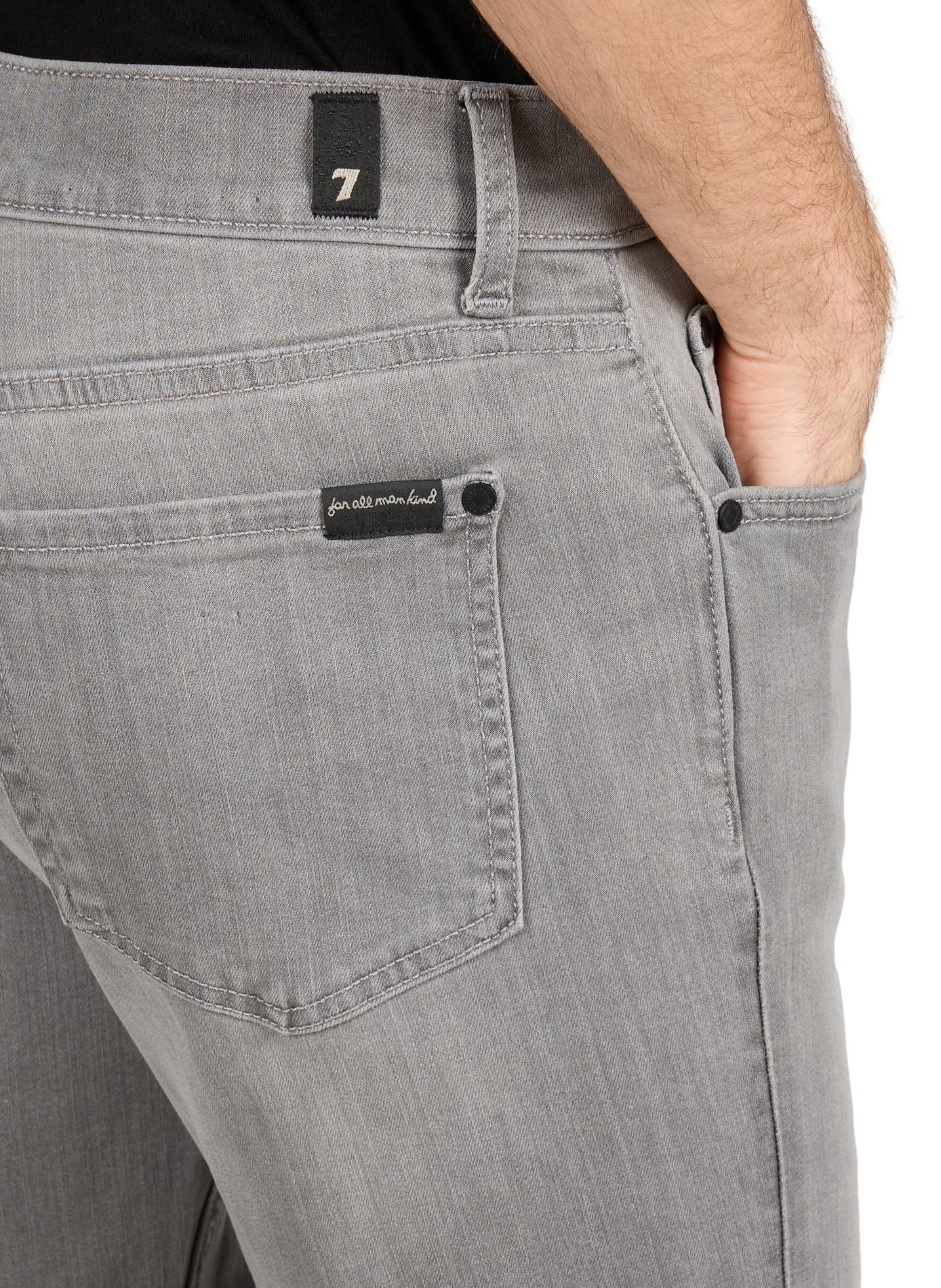 Slimmy Tappered Cotton Blend Jeans 7 FOR ALL MANKIND Grey