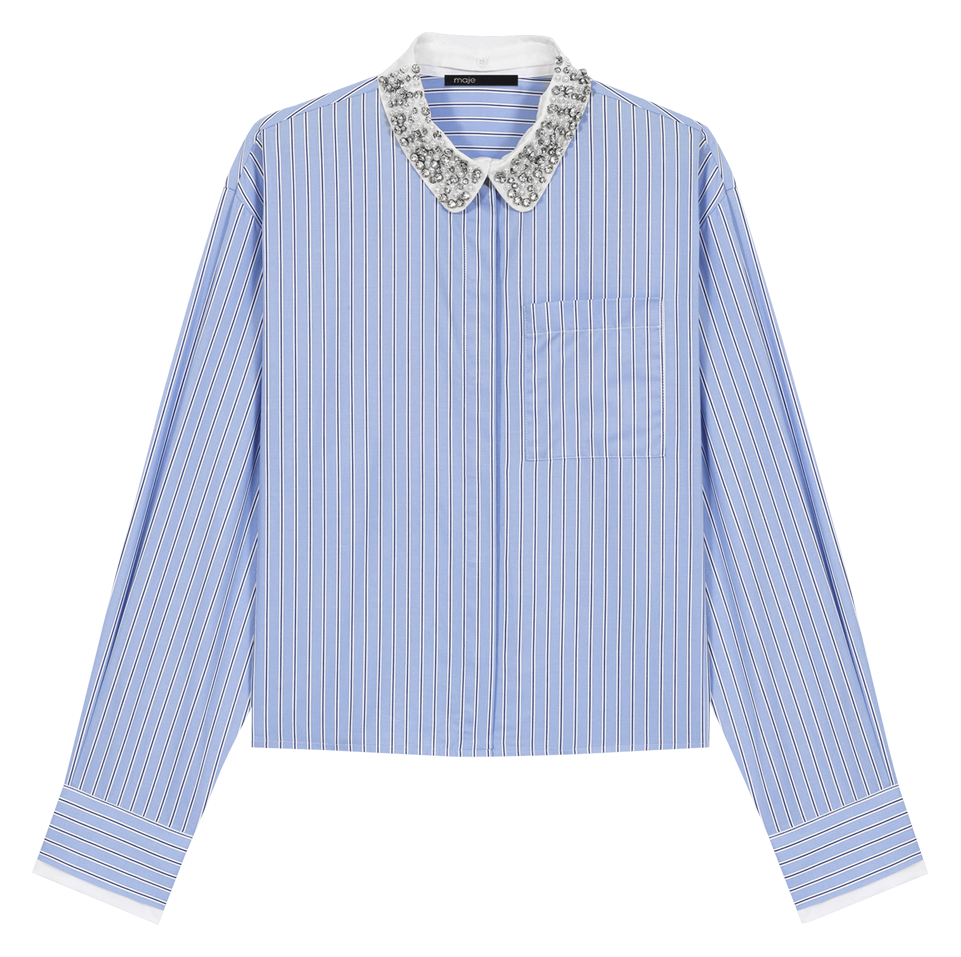 Chemise droite col classique en coton MAJE Bleu